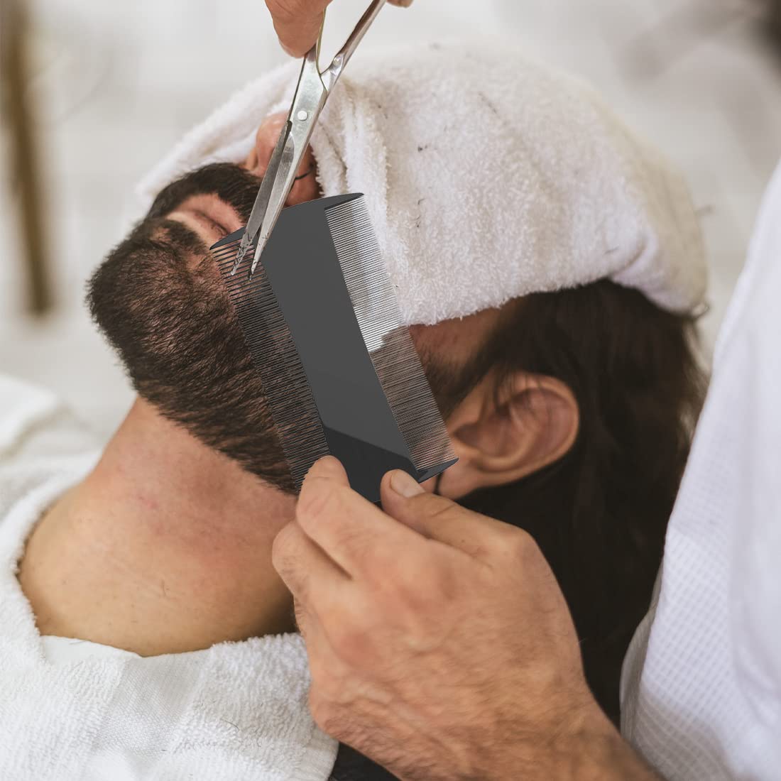 pettine barba,pettine barba uomo,pettine,pettine per barba,pettine per barba uomo,Pettine a doppia faccia per barba a denti fitti (3 pezzi neri)