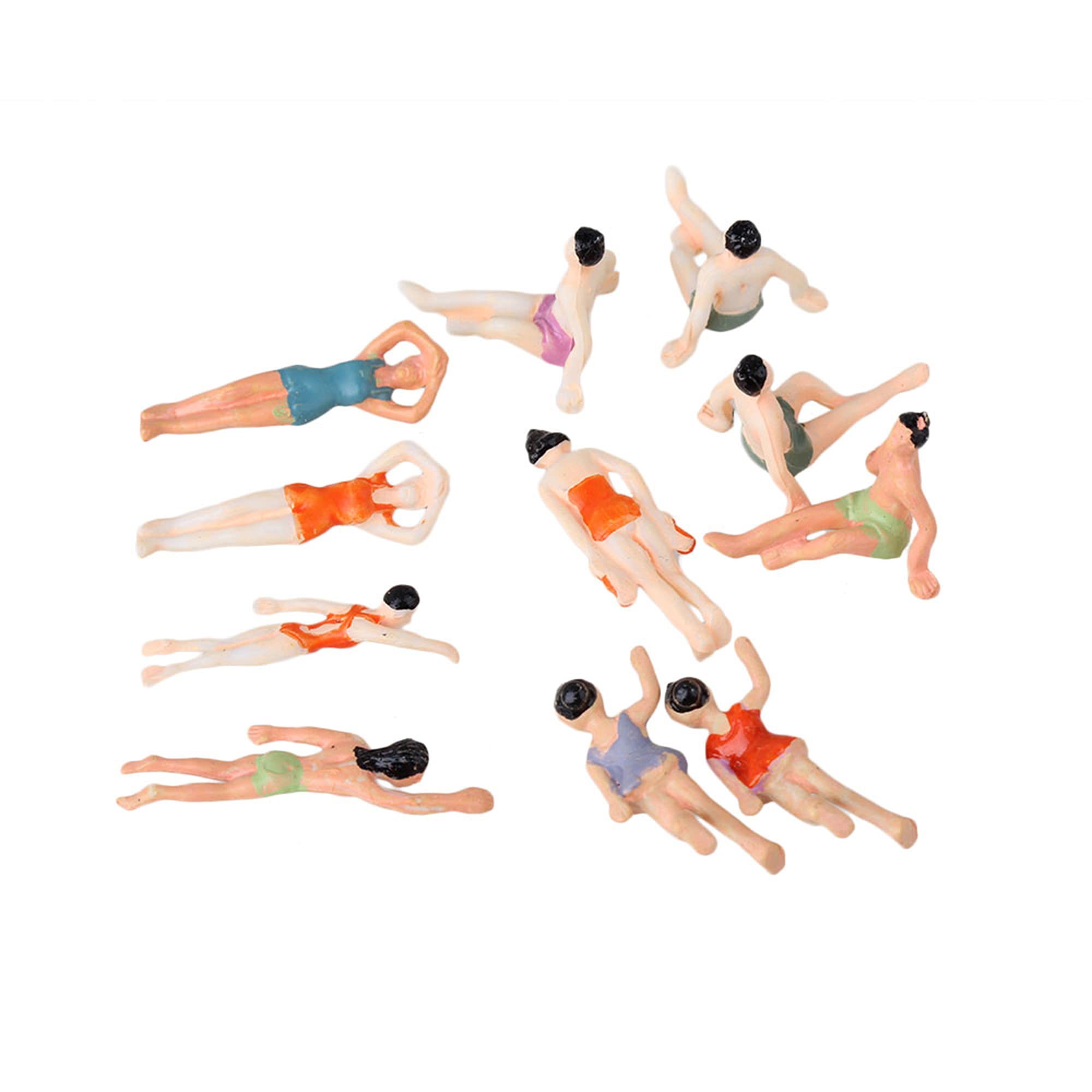 Mxfans 20Pieces 1:75 Scale Miniature Mini Painted Beach People Figures Multicolor, 2.70x1.00x0.00cm/1.06x0.39x0.00inch(LxWxH) - Image 2