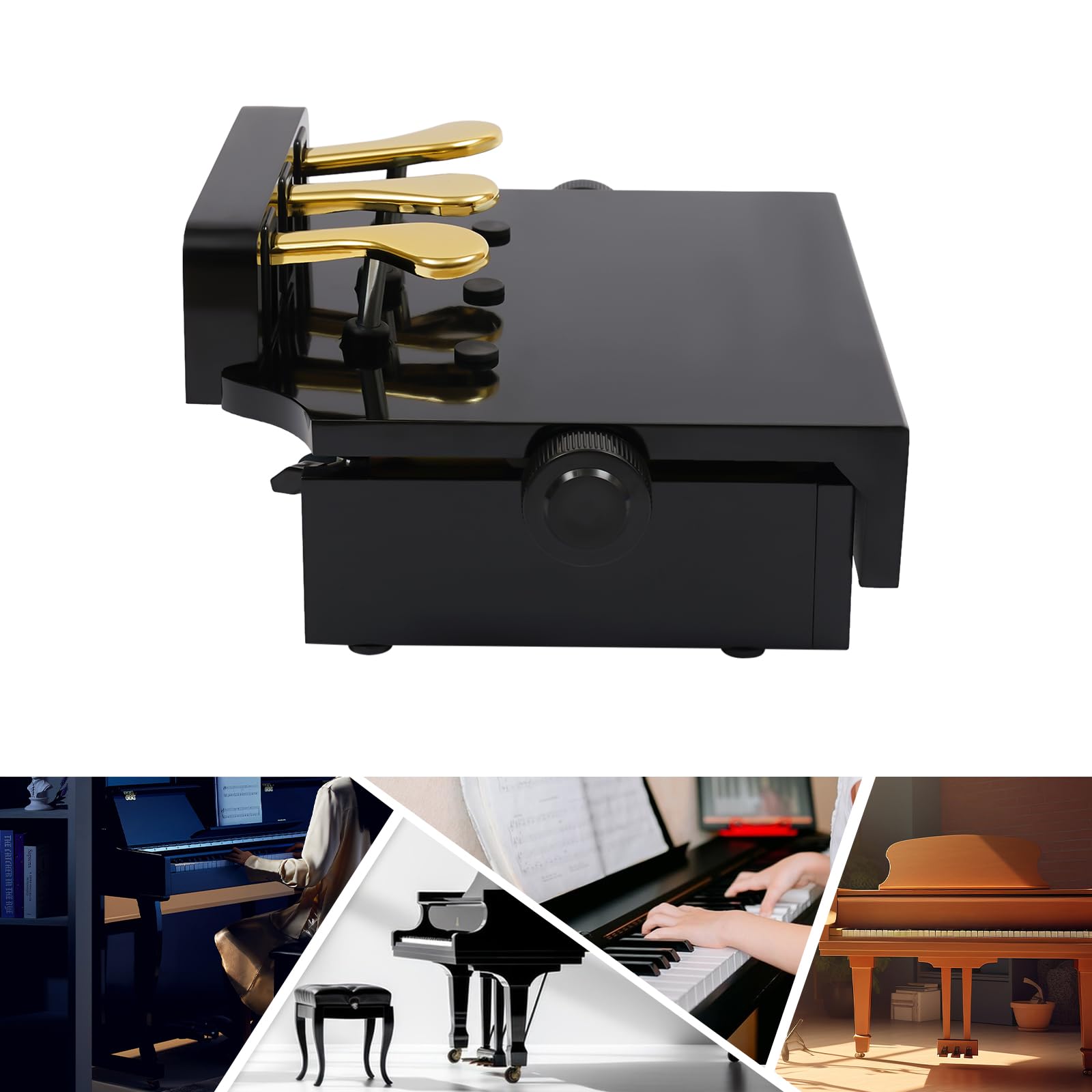 Soporte de pedal de 3 pedales para piano digital, piano electrónico, color negro