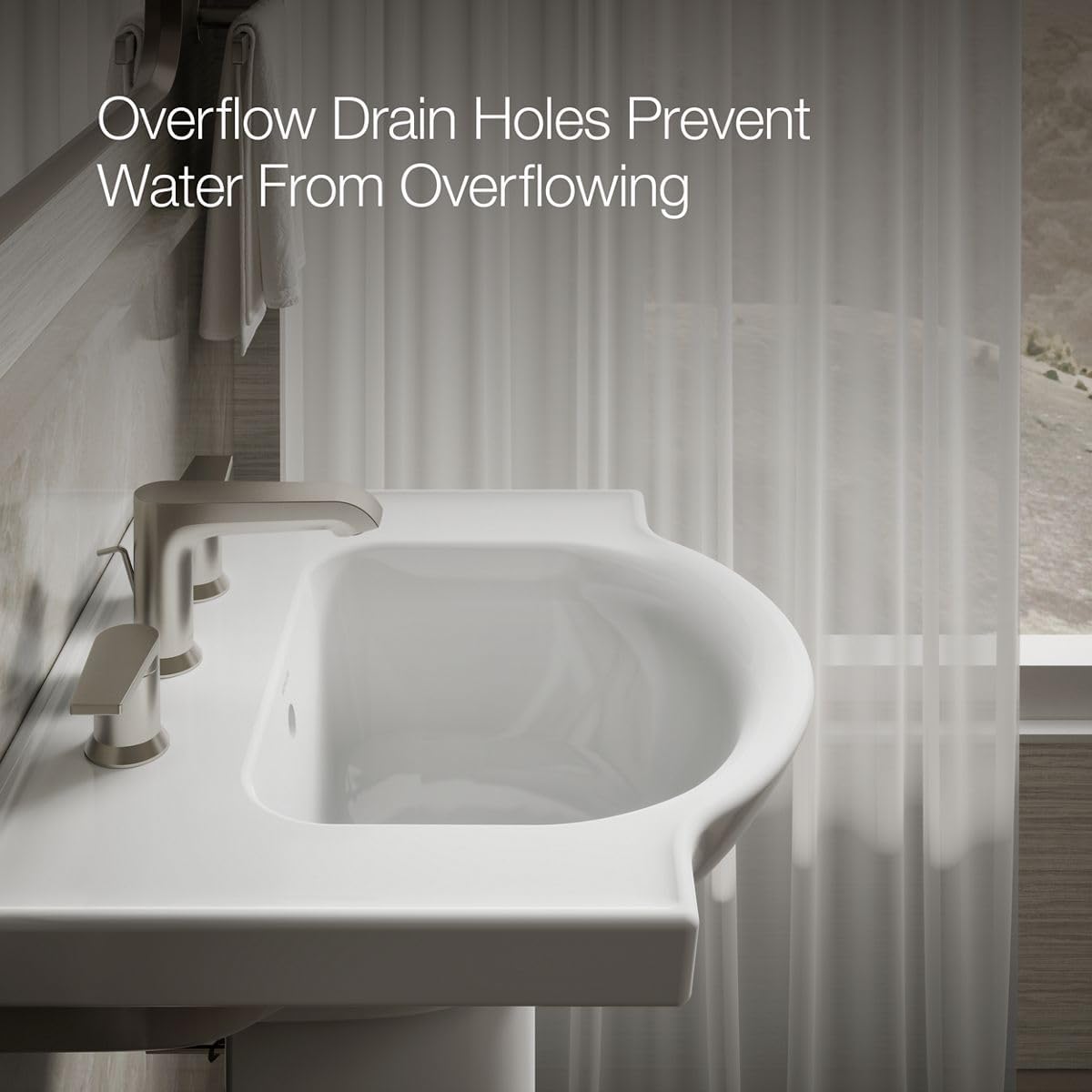 Kohler 5265-8-0 Veer Pedestal Bathroom Sink with 8-Inch Widespread Faucet Holes, 21-Inch, White