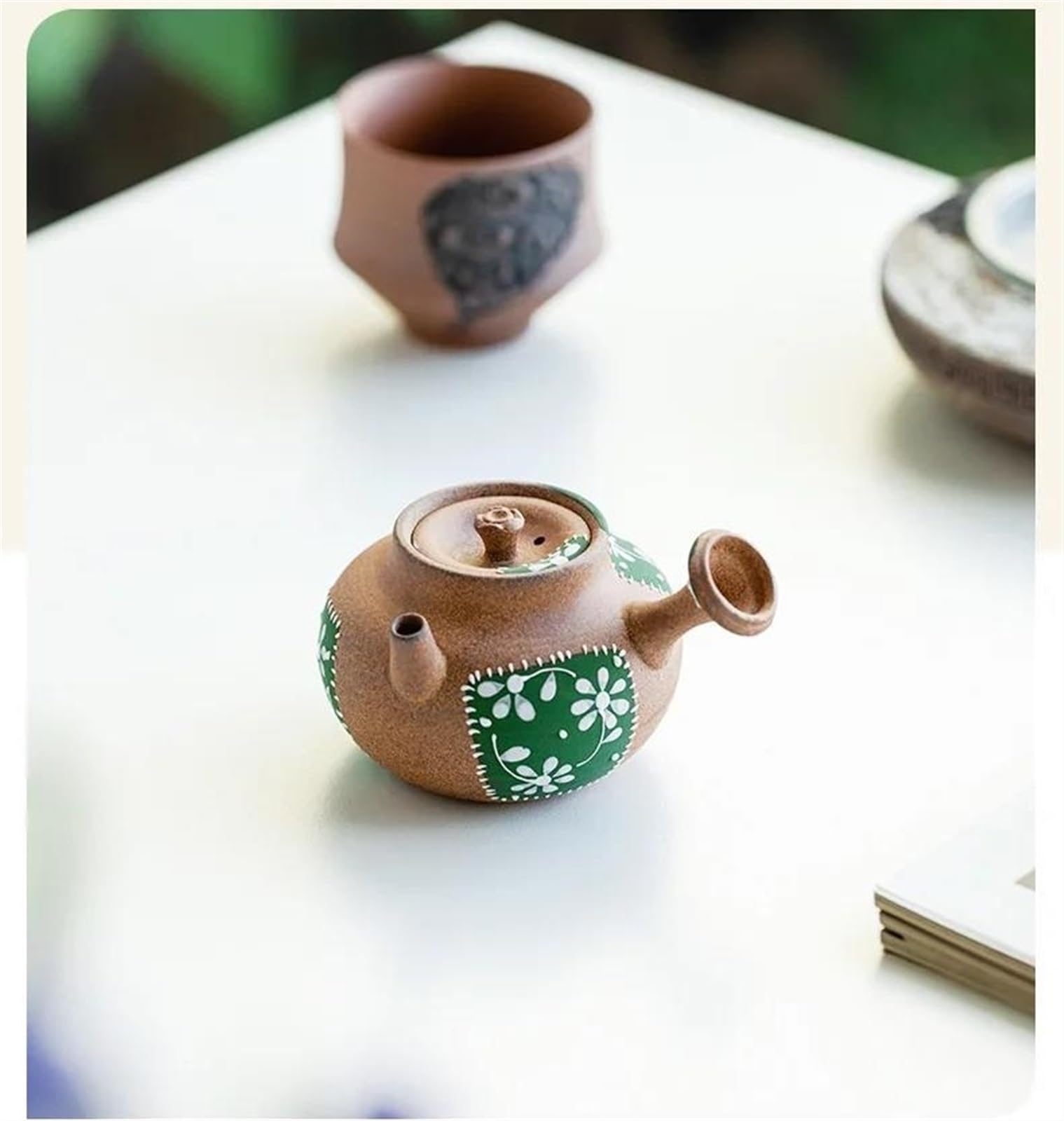 Teekannen-Set Teeartikel Zubehör Ornament Reine Handbemalte Grobe Keramik Teekanne Mit Seitlichem Griff Ästhetisches Pflaster Kleine Kanne Teekessel 70 Ml Weihnachts Teekanne Und Tasse Set