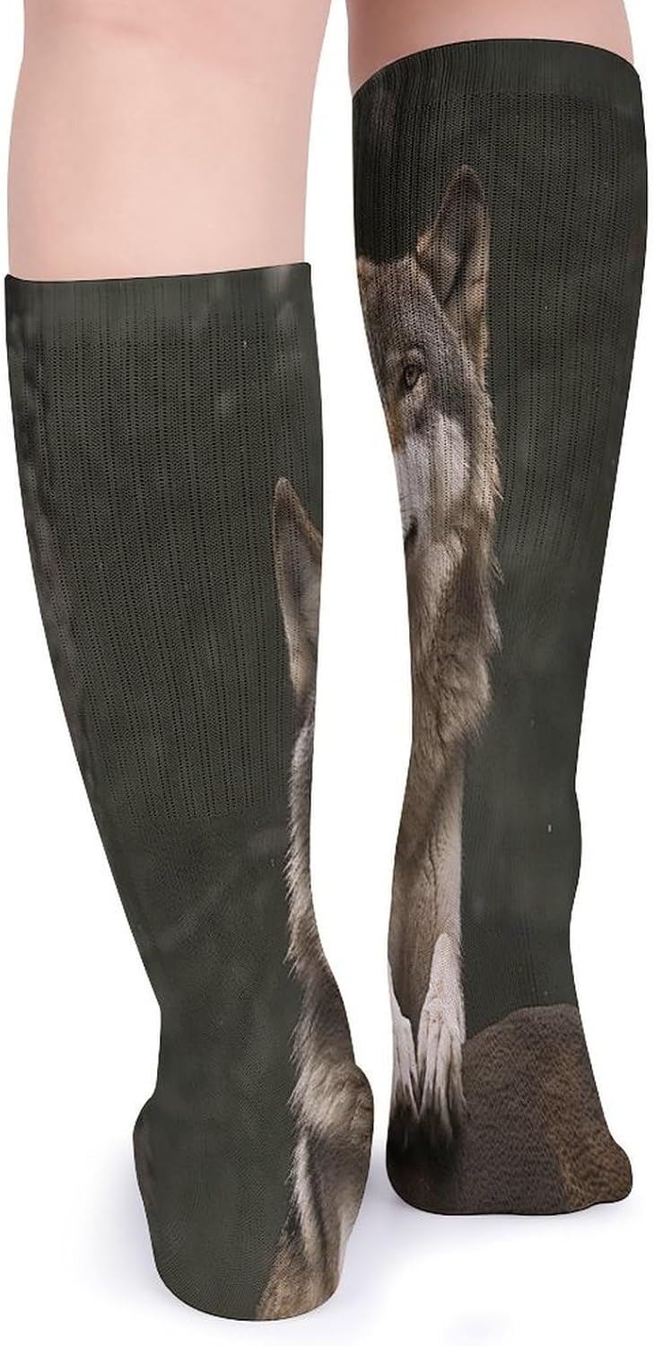 Gray Wolf Stocking - Cute Casual Long Athletic,Crew Sock for Men Women,Running Socks Soft Breathable for Gift