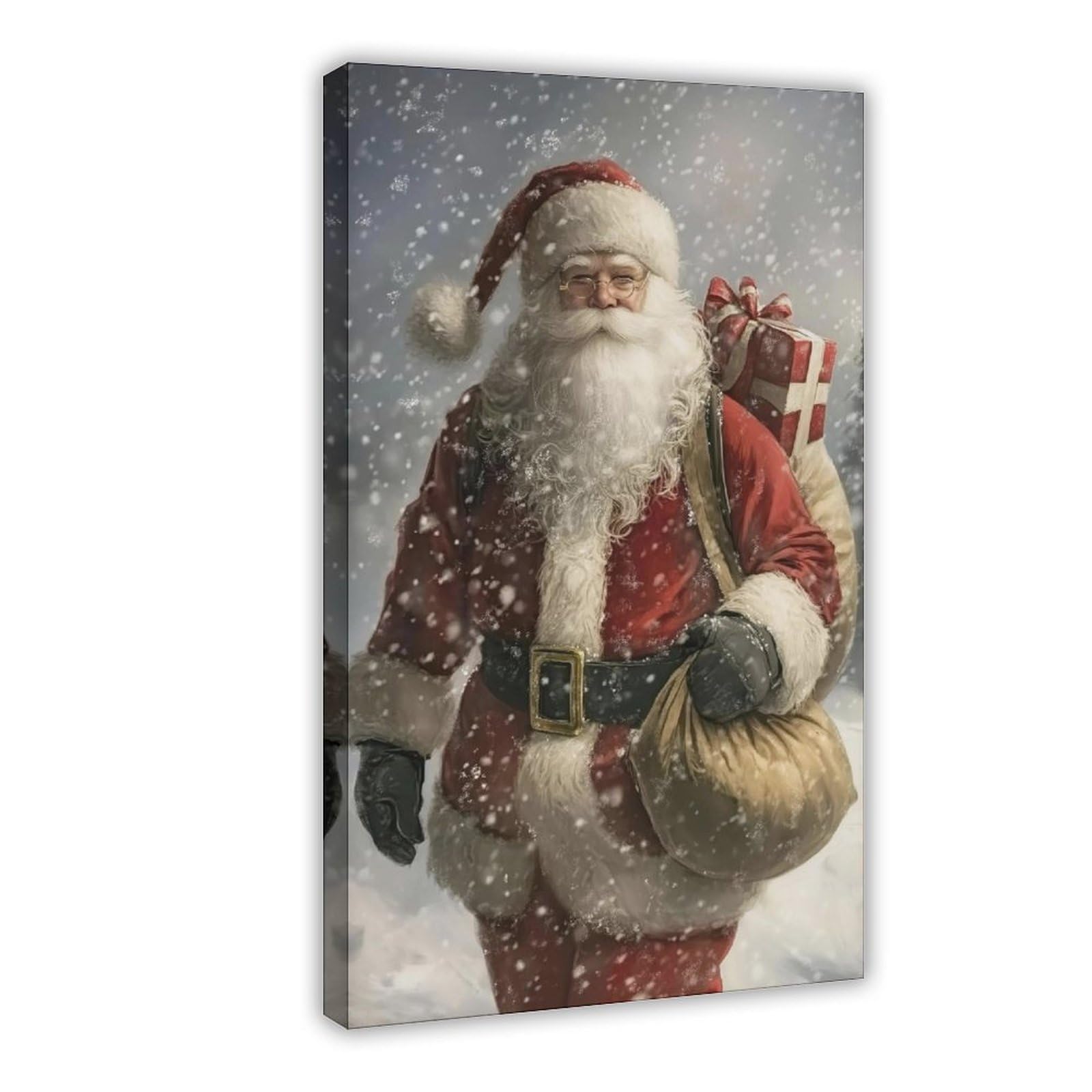Bareronor Vintage Santa Claus Canvas Poster for Bedroom Decor Gift