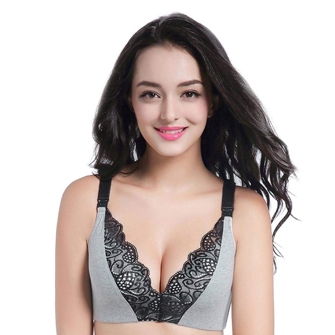 Nursing Pregnant Maternity Bra Breastfeeding Underwired Bras (Black, 34C)