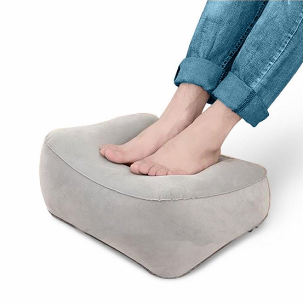 Inflatable Comfort Felt Top Footrest For Home, Office, Bus, Train, Aeroplane Travel