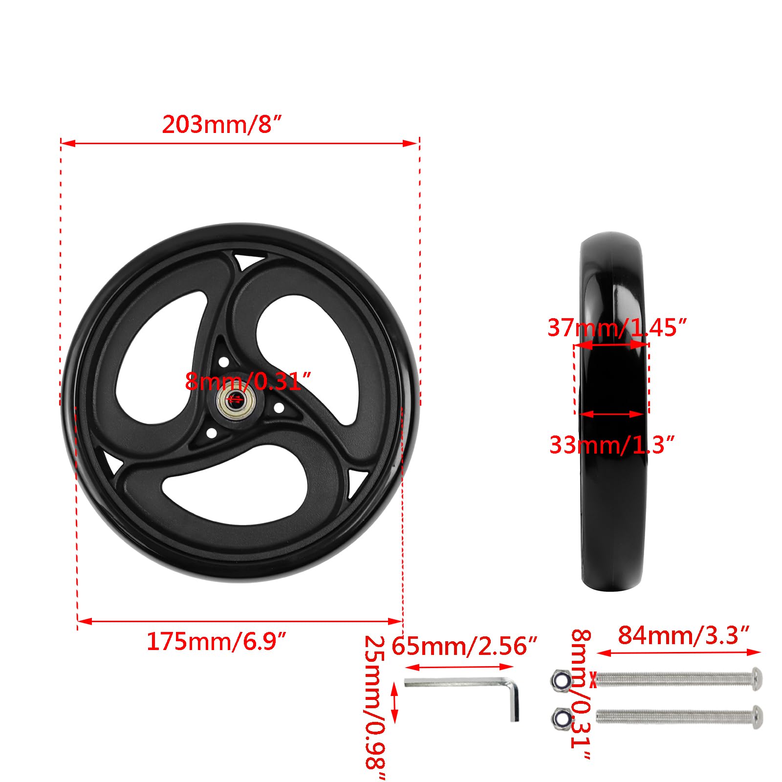 Replace Wheelchair Wheels - 8 Inch Solid Wheels -2