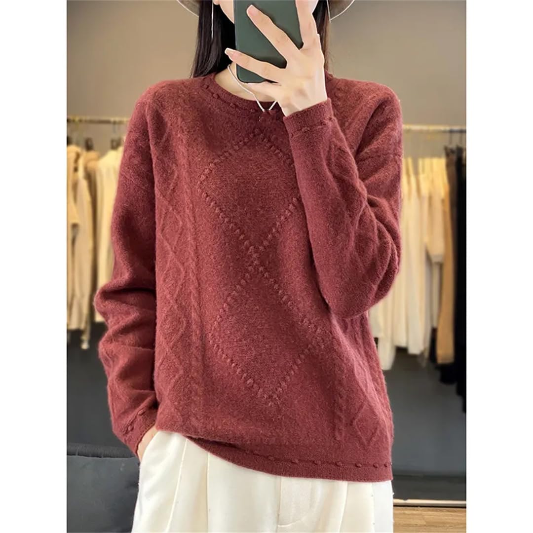 Maglione di cashmere Inverno Donna Maglioni Spesso Casual Maglione Manica Lunga O-Collo Top Lana Maglia Pullover