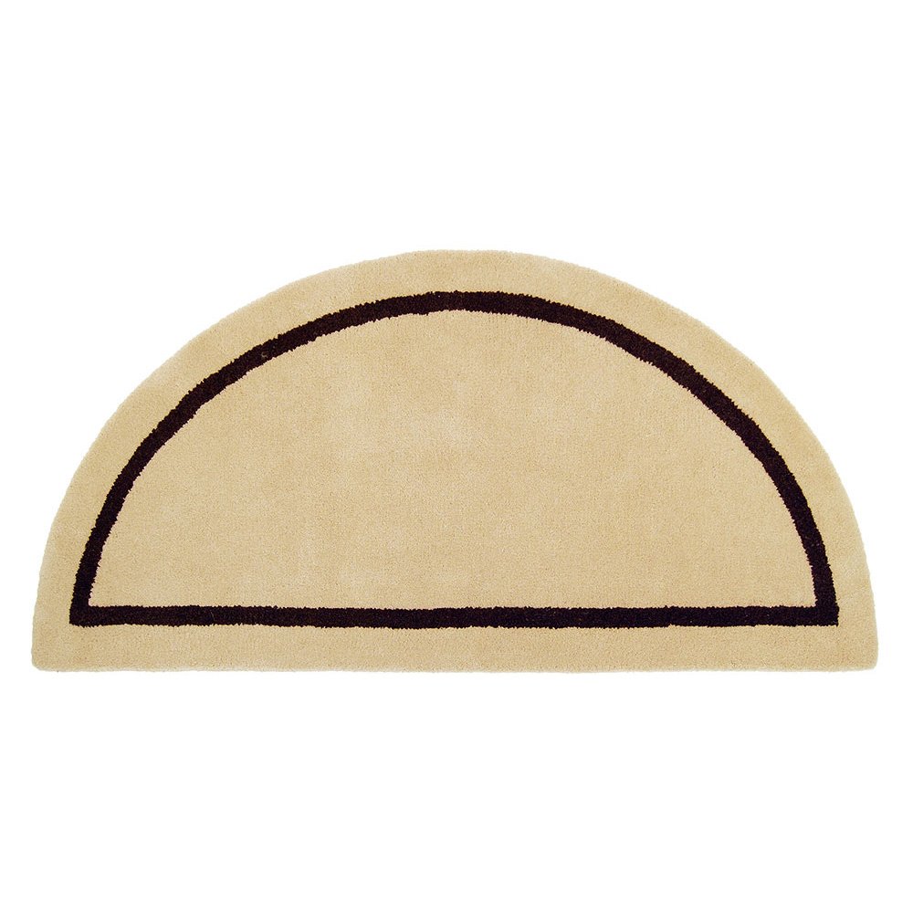 Mesa Tan Contemporary Wool Hearth Rug, Half Round