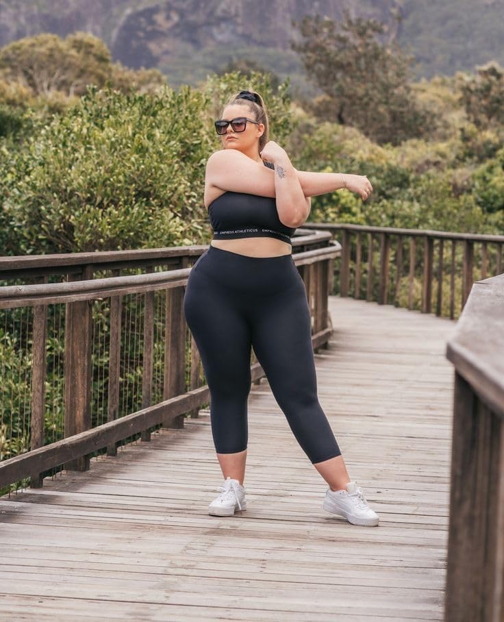 2 Pack Plus Size Capri Leggings for Curvy Women -1X-4X High Waisted Tummy Control&Soft Yoga Workout Gym Tights Pants - Image 4