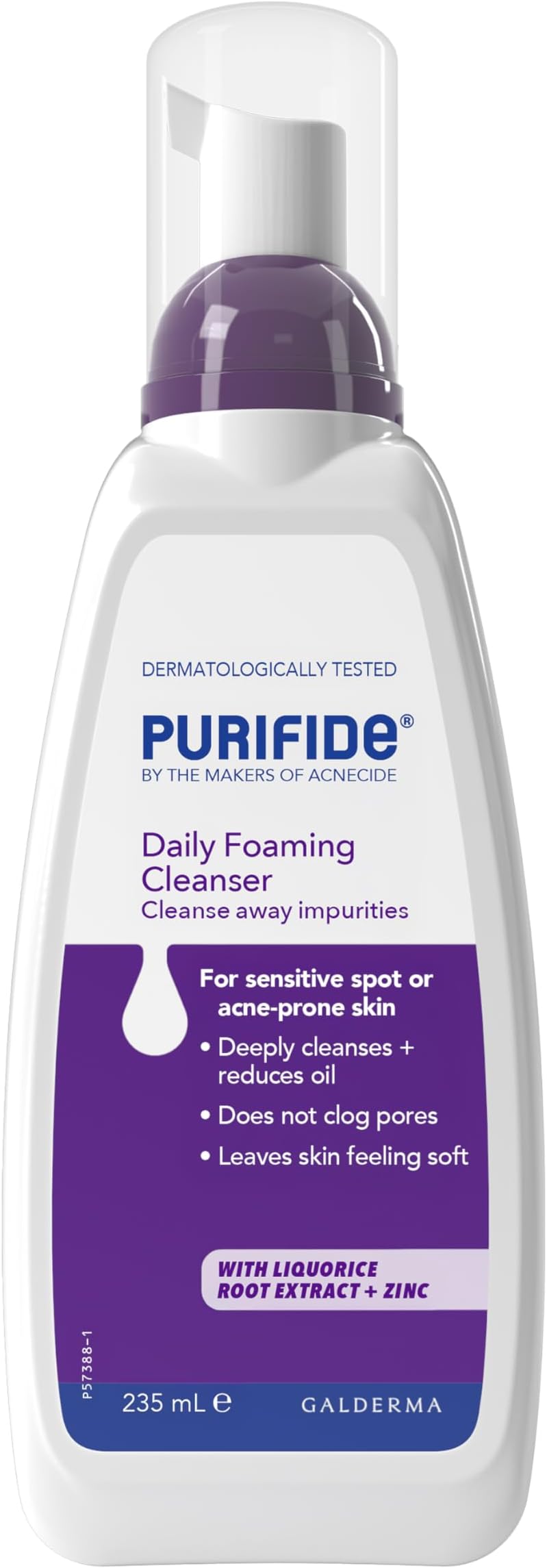 Purifide by Acnecide Daily Cleanser Foaming Acne Face Wash for Spot Prone Skin & Blemish Control, For Women and Men, 235ml, Packaging may vary