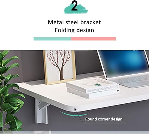 Miniatura 5 de Mesa de comedor plegable para pared de apartamento, mesa de comedor, banco de trabajo para colgar en la pared, escritorio flotante multifunción,
