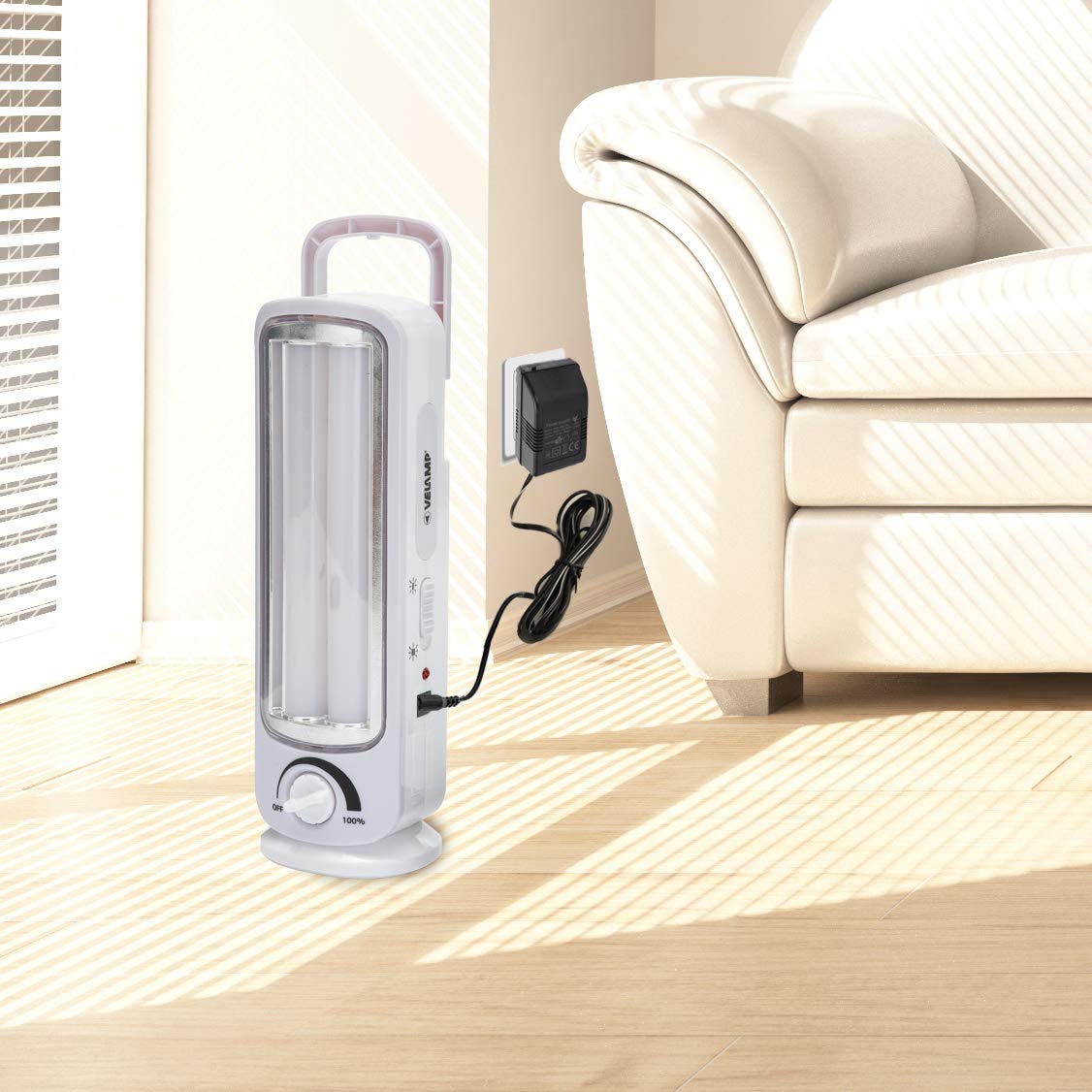 Velamp Twix lampa awaryjna, szara, 23 cm