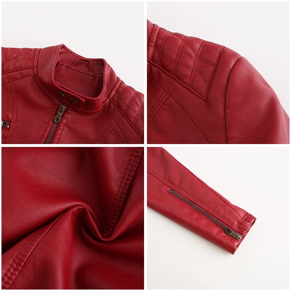 DISSA Damen Kunstleder Bikerjacke Stehkragen RV,EU 34-44