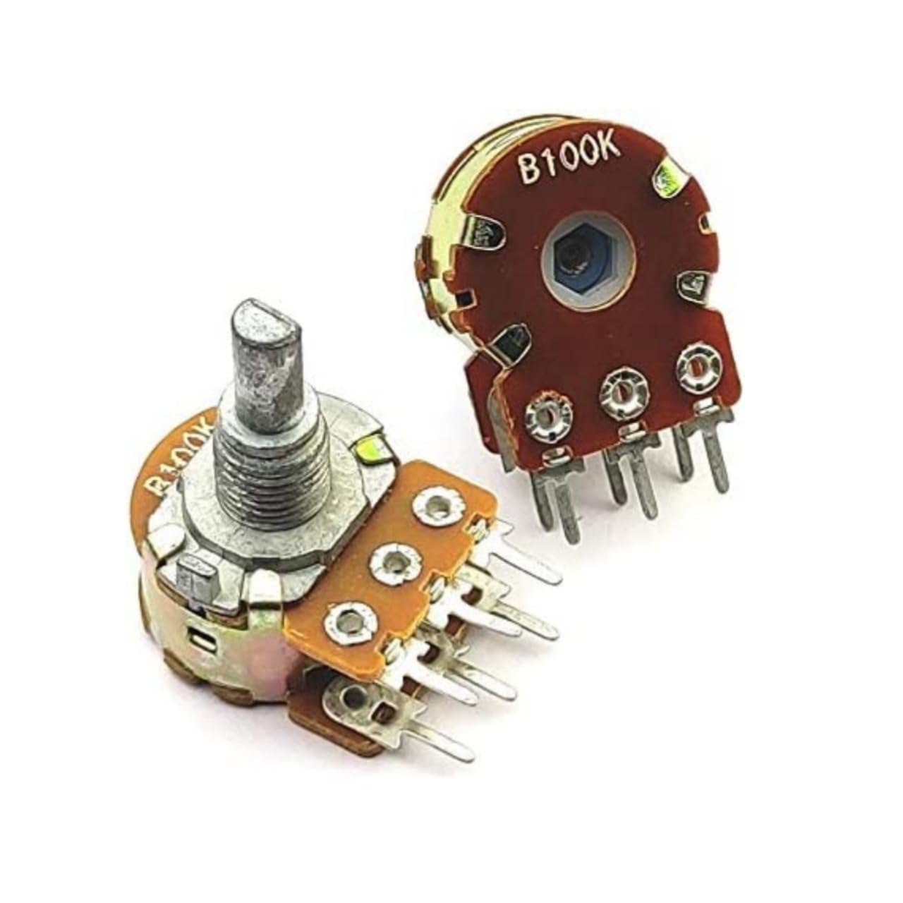 100K Dual Gang Potentiometer 6 Pin Rotary Variable Resistor for Stereo Audio Volume Control, Tone Control, Amplifier, DIY Electronics Projects – Pack of 2-image-30