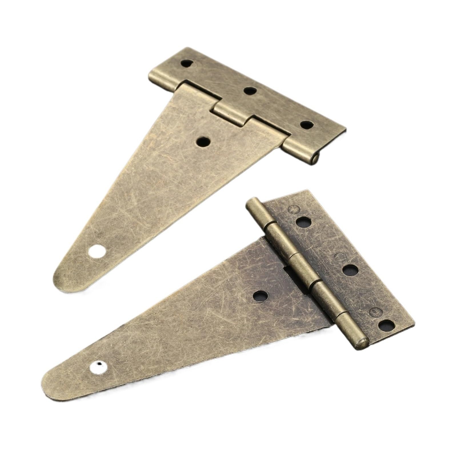 Charnières en T vintage de 10 cm en métal bronze avec vis pour porte d'armoire