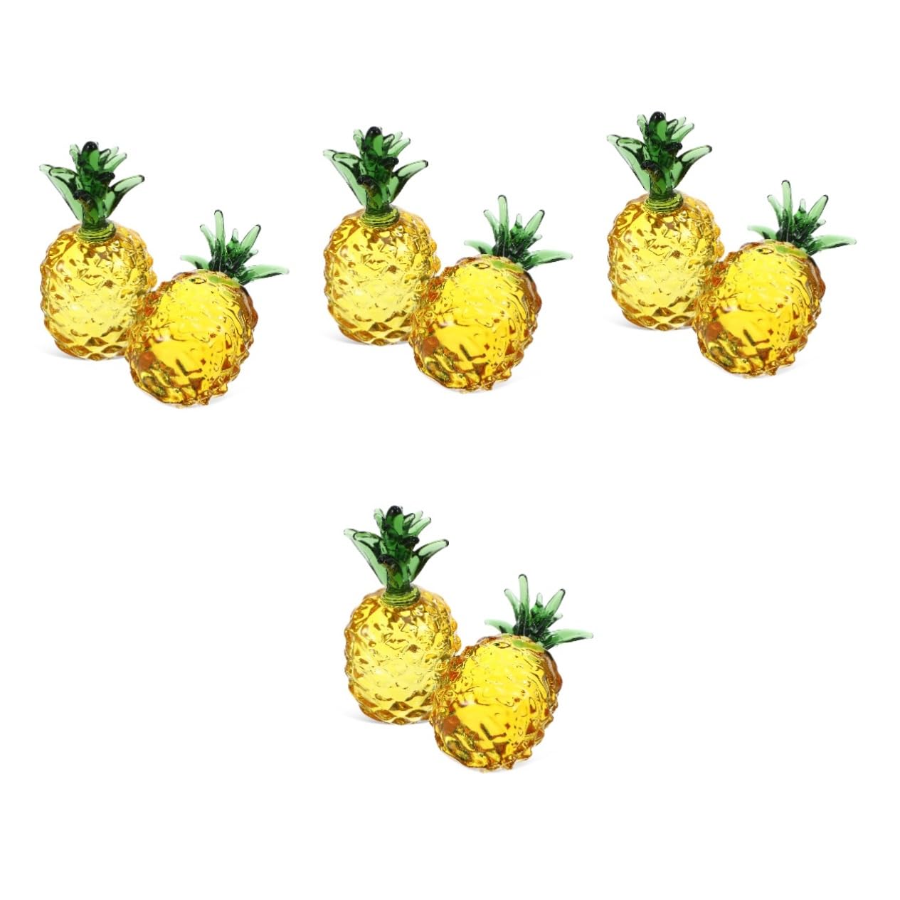Cabilock 8 Piezas De Adornos De Cristal Decoración De Piña Estatua De Piña Frutas De Piña Falsas Fruta Simulada Decoración De Piña Pequeña Estatuilla De Fruta Decoración De Aula De Piña