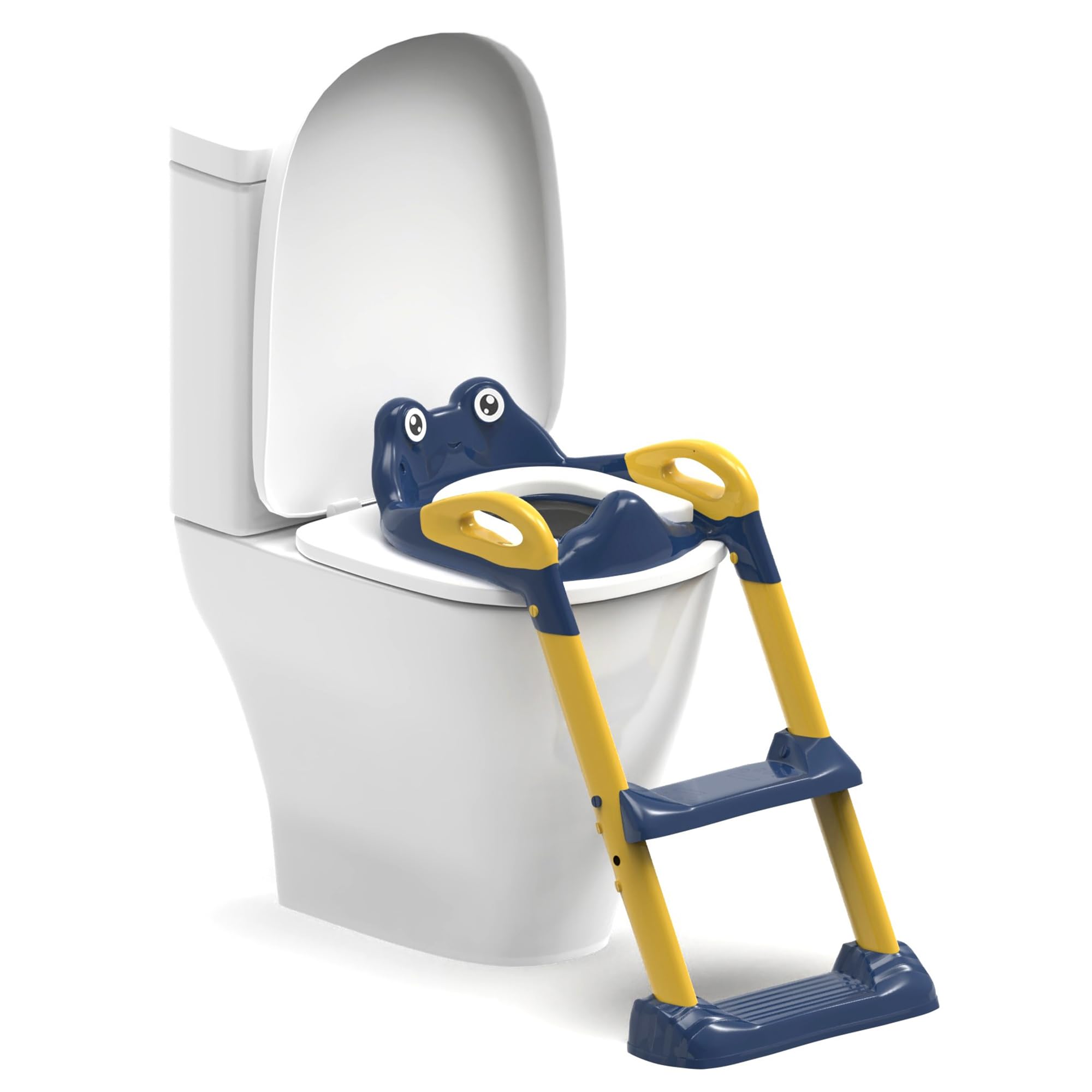 ZENO Potty Toilet Seat | Potty Training Seat | Adjustable Baby Child Toddler Kid Toilet Trainer with Step Stool Ladder for Boy and Girl (Blue & Yellow)