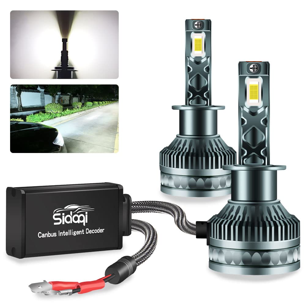 H1 Bombilla LED para Faros Delanteros 6000K Blanco, 3570SMD 130W 27000LM H1 CANBUS Kit de conversión de Bombillas LED para Faros Delanteros para 12V Hi/Low Beam (2 Unidades)