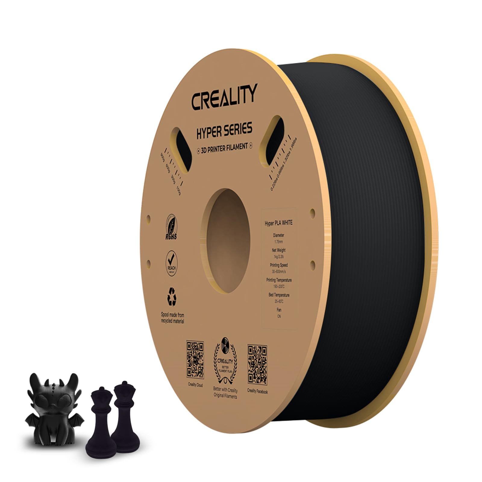 Hyper Series PLA 3D Printing Filament - 1KG/2.2Ib Spool (1.75mm), 10x Faster Printing, Rapid Cooling, Exceptional Toughness, ±0.03mm Precision, Compatibility with FDM 3D Printers - Black (B07QHXXT8K) Amazon Price History, Amazon Price Tracker