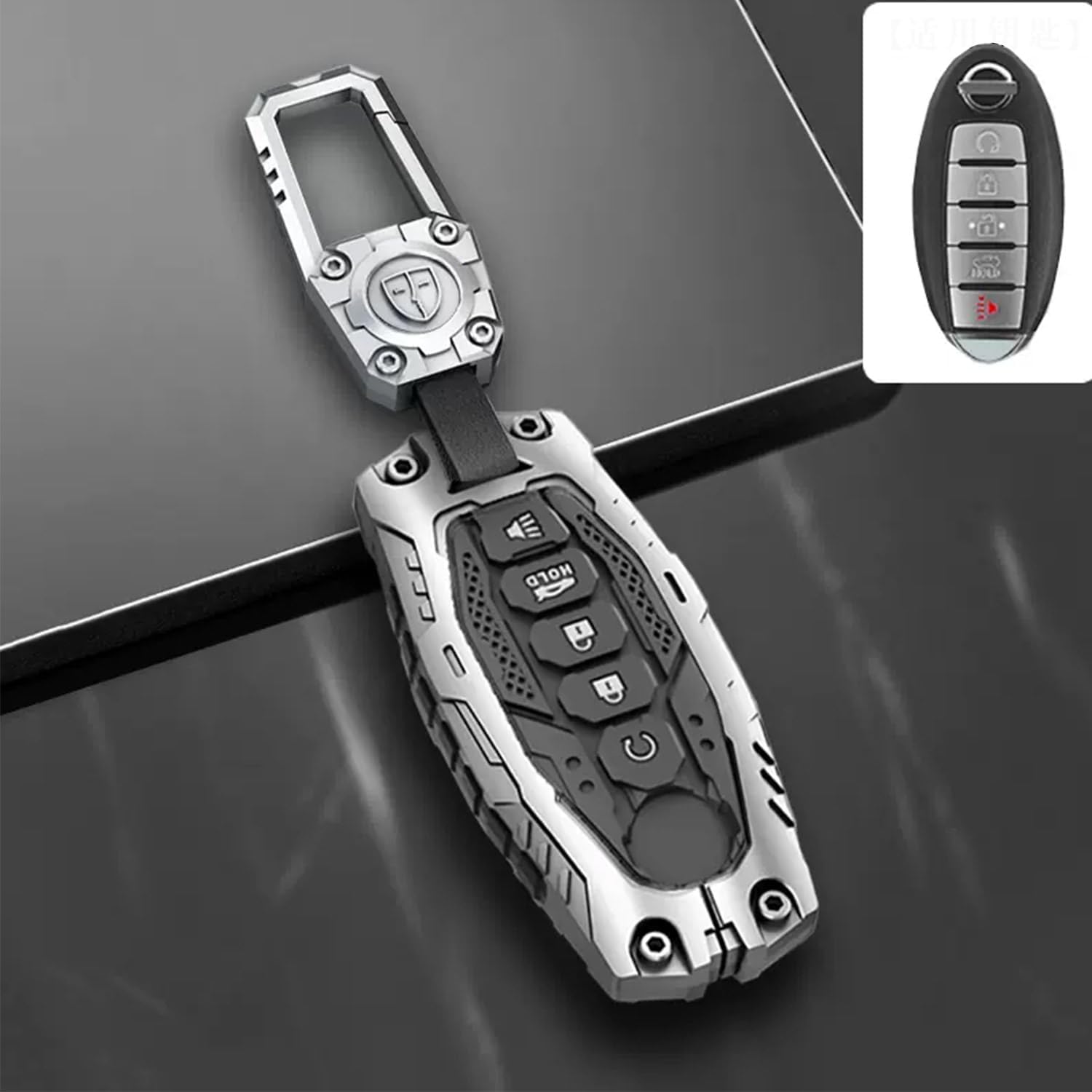 Heavy Metal Key Fob Cover Case Protector Suitable for Keychain, Altima Maxima Q60 Smart Remote Key fob Cover case Key Holder 5 Buttons car Accessories - Image 2