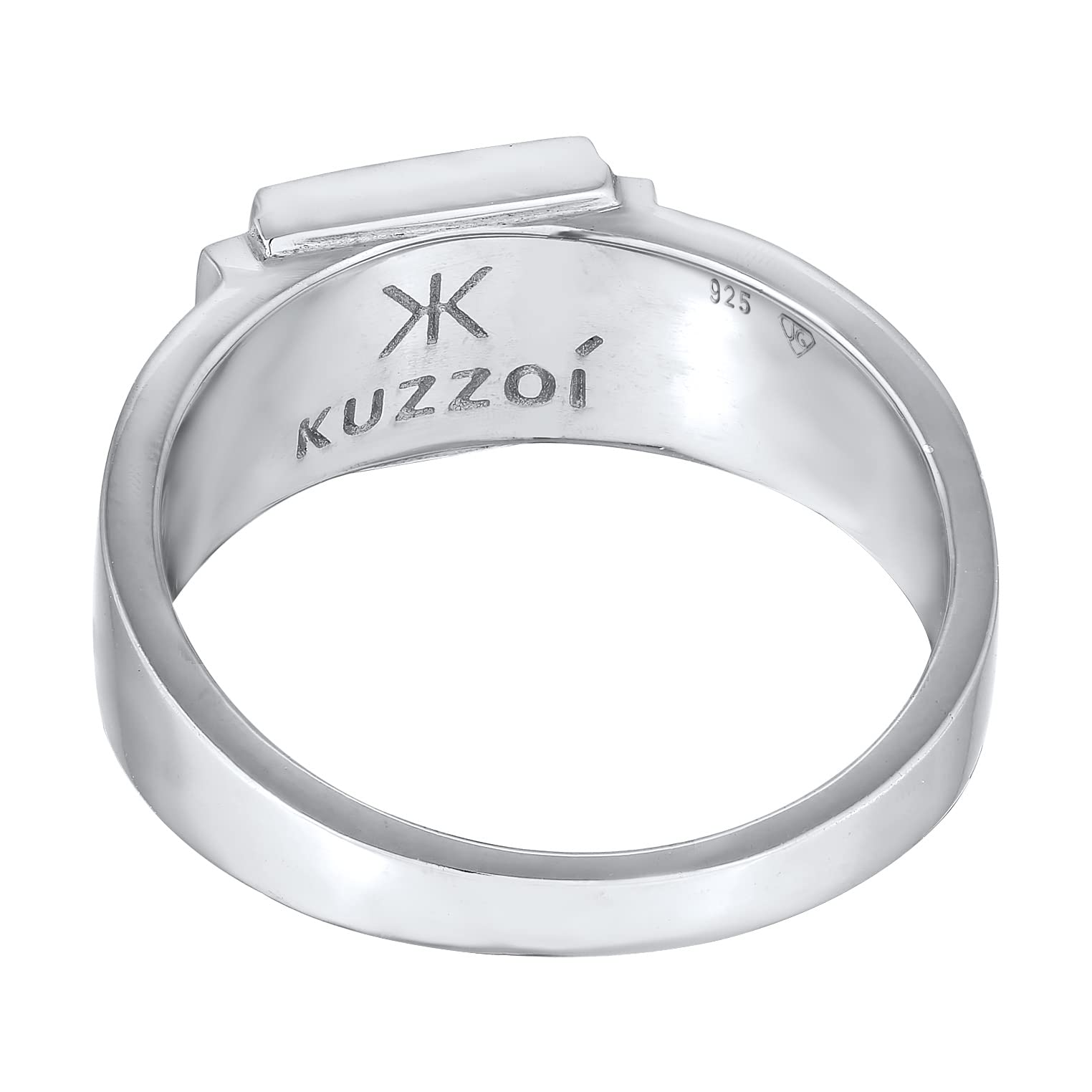 Kuzzoi Anillo de sello para hombre cuadrado mate oxidado en plata de ley 925 maciza, clásico anillo de plata para hombre (10 mm), anillo de banda para hombres en el tamaño del anillo 60-66, 0607311422