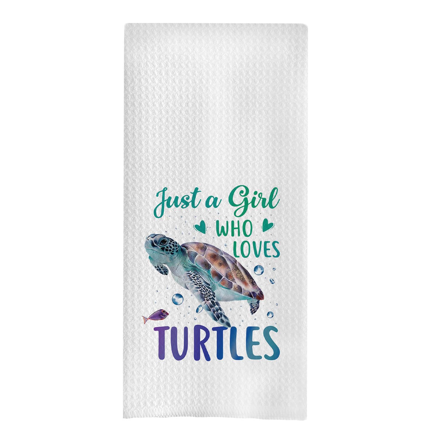 Sea Turtle Kitchen Towels,Turtle Dish Towels for Kitchen,Just A Girl Who Loves Turtles Hand Towels,Sea Turtle Tea Towel,Sea Turtle Gifts,16x24 Inch