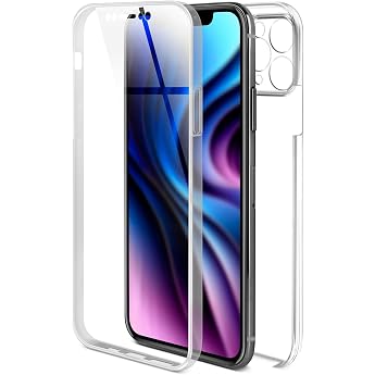 ONEFLOW Touch Case for Apple iPhone 11 Pro Max Case Shockproof on Both Sides Protective Case Front and Back 360 Degree Full Protection Mobile Phone Case Transparent with Screen Protector - Clear