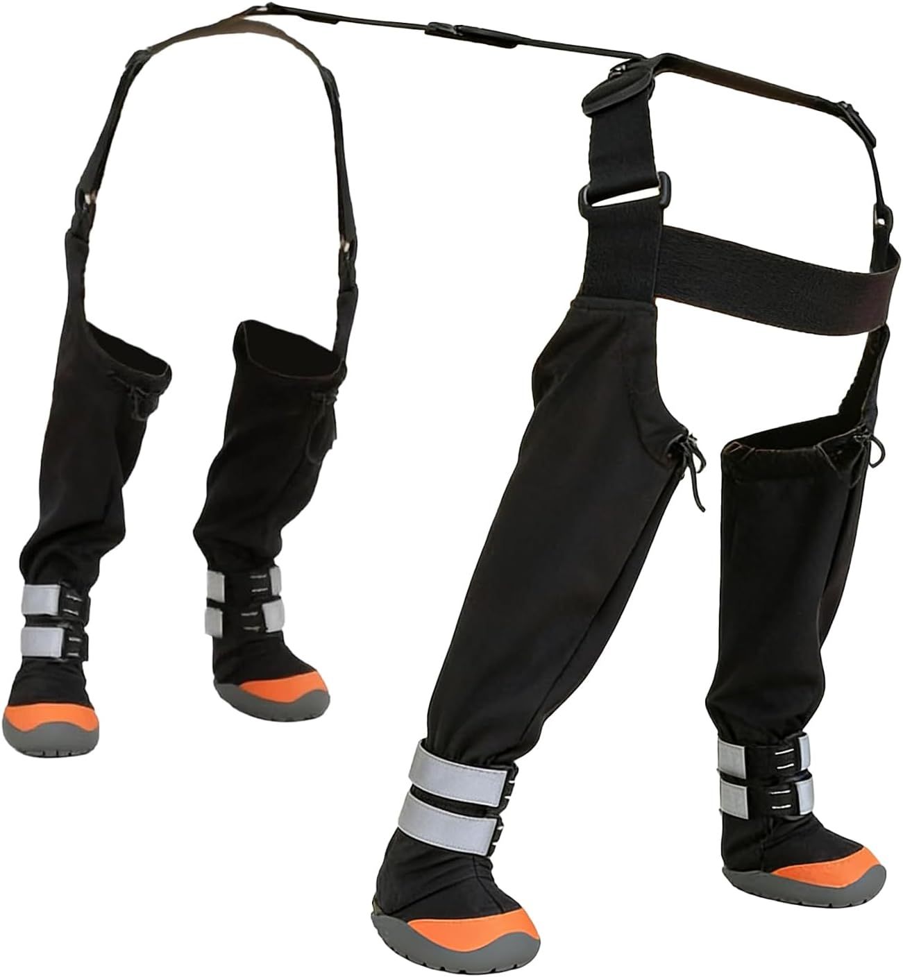 犬用サスペンダーブーツ,防汚 防水 シューズ,調整可能サスペンダーブーツ 小型犬用 反射ストリップ付き - 子犬 やペット用 防寒