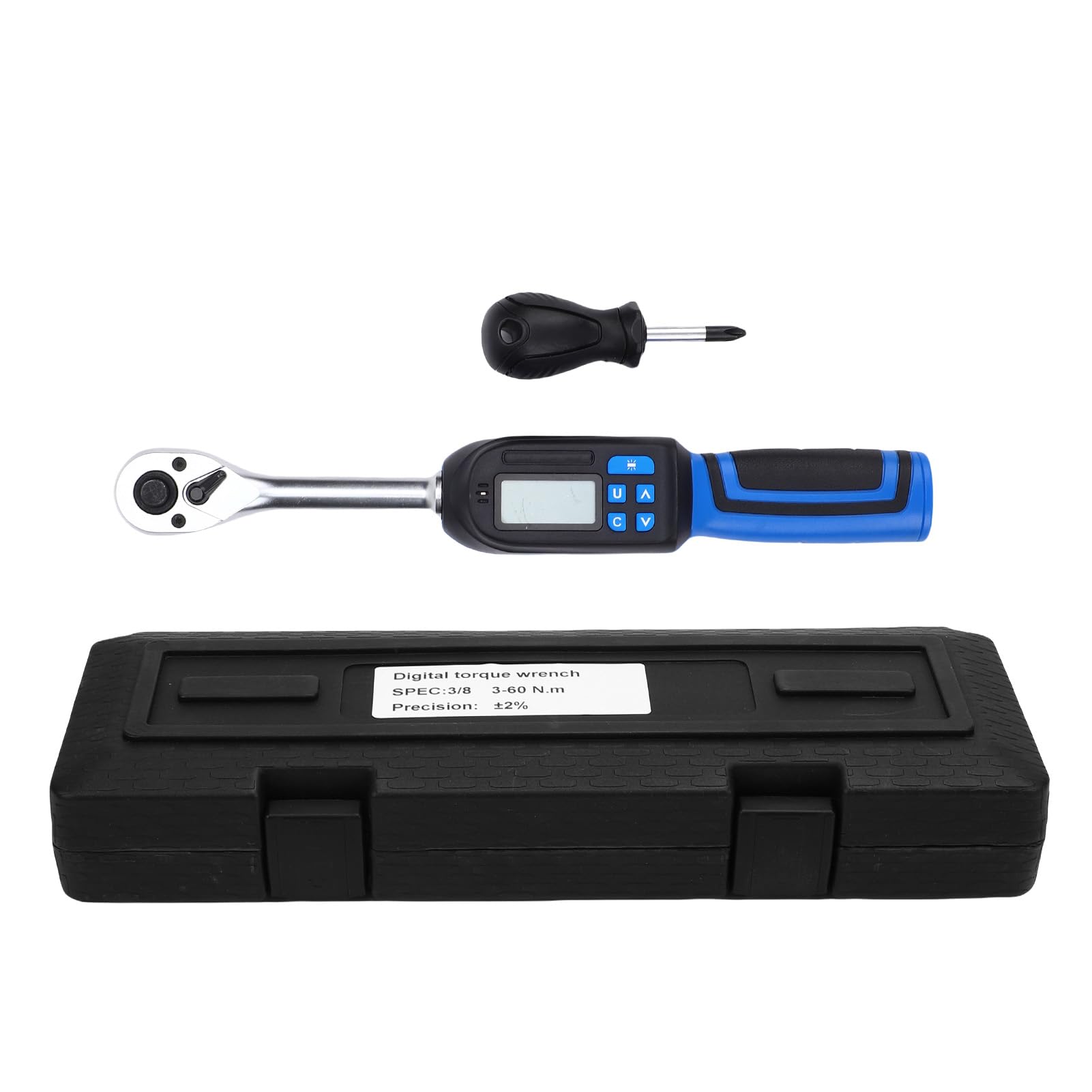 Hyuduo Cyfrowy Klucz Dynamometryczny 3/8 Cala Napęd 3-60 Nm Wysokoprecyzyjny Elektroniczny Klucz z Wyświetlaczem LCD, Sygnalizatorem Dźwiękowym, wibracją i Ostrzeżeniem LED do Napraw