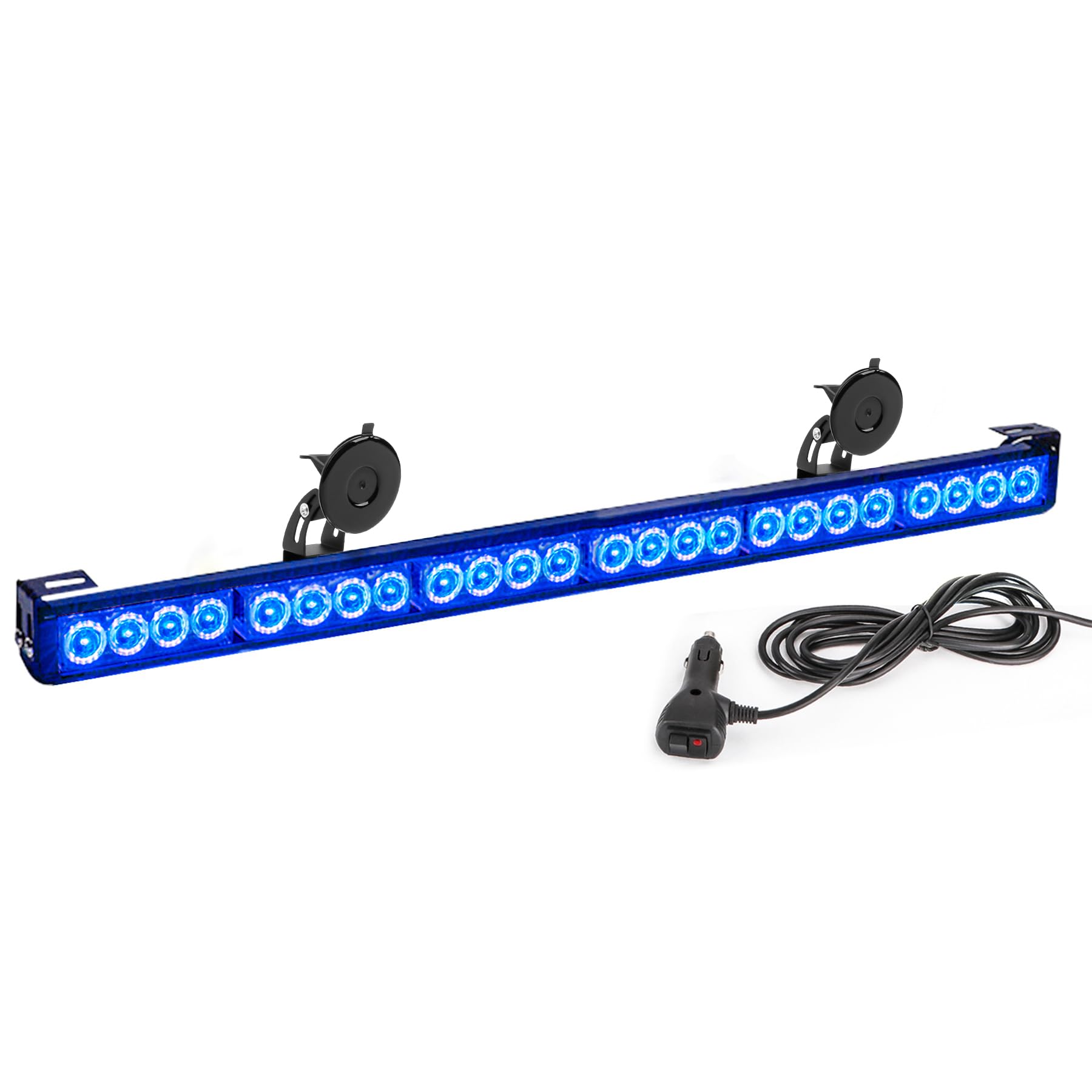 TeddyTT First Responder Blue Emergency Strobe Lights for Firefighters Police Fire Vehicles LED Warning Light Bra 6 Block 27 Inch 13 Flash Patterns with Cigar Lighter Safety for Rear Window