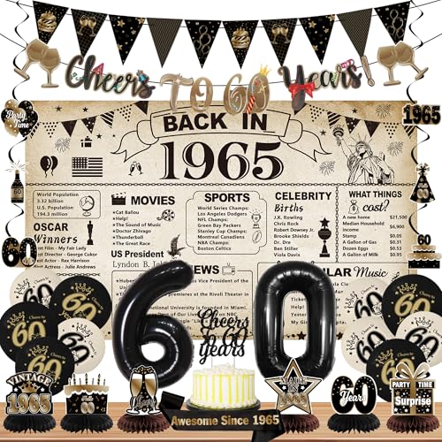image for DARUNAXY 60th Birthday Party Decorations for Men Women, Vintage Back i