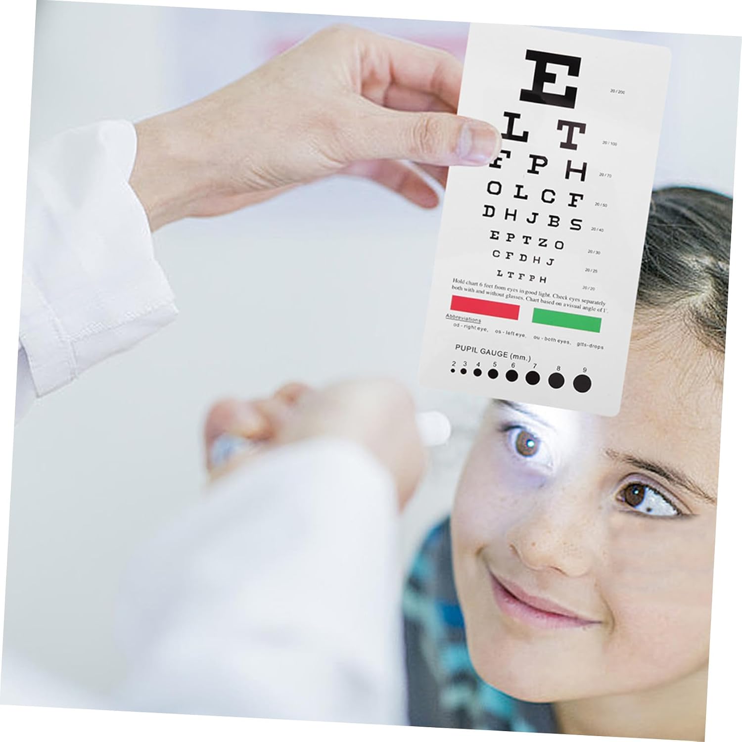 2pcs Double-Sided PVC Eye Testing Chart with Occluder and Pointer, Waterproof Plastic Visual Acuity Test Chart for Home, School, and Office Use
