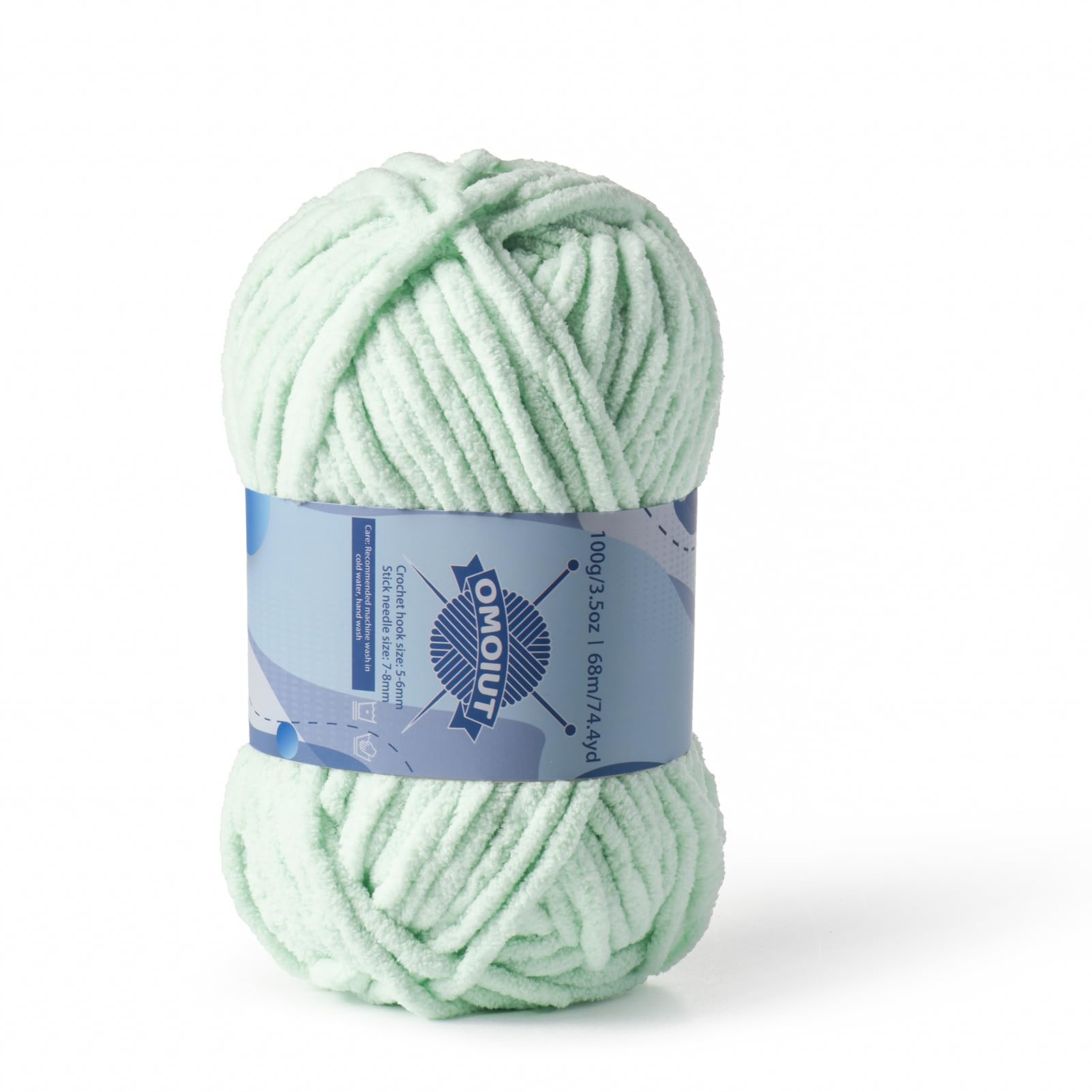 Chunky Chenille Yarn for Crocheting, Baby Yarn for Crocheting Soft Blankets, Bulky Yarns for Crochet Amigurumi, 100g (74.3yds) Fluffy Velvet Yarns for Hand Knitting (Baby Green)