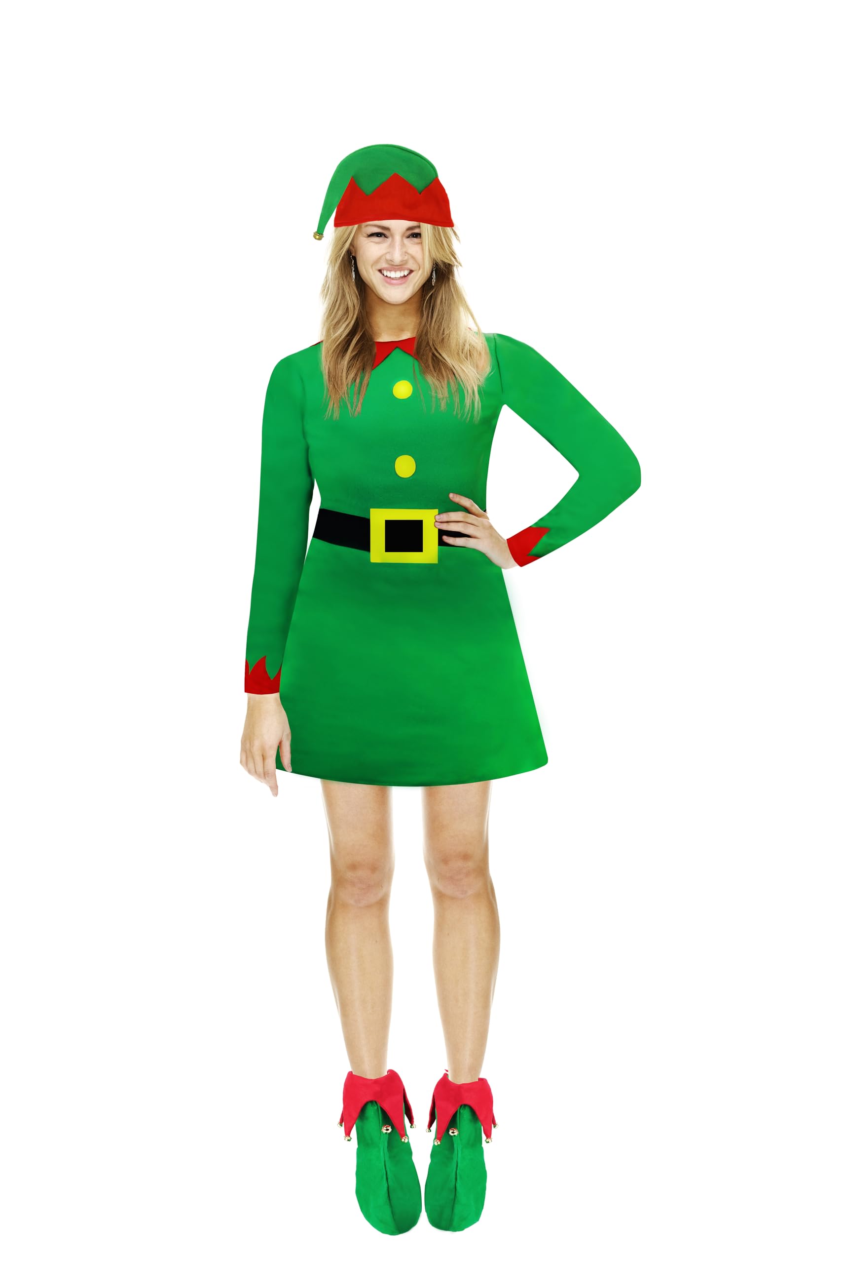 HENBRANDT Adult Christmas Elf Fancy Dress Costume for Women Festive Santa's Little Helper Outfit