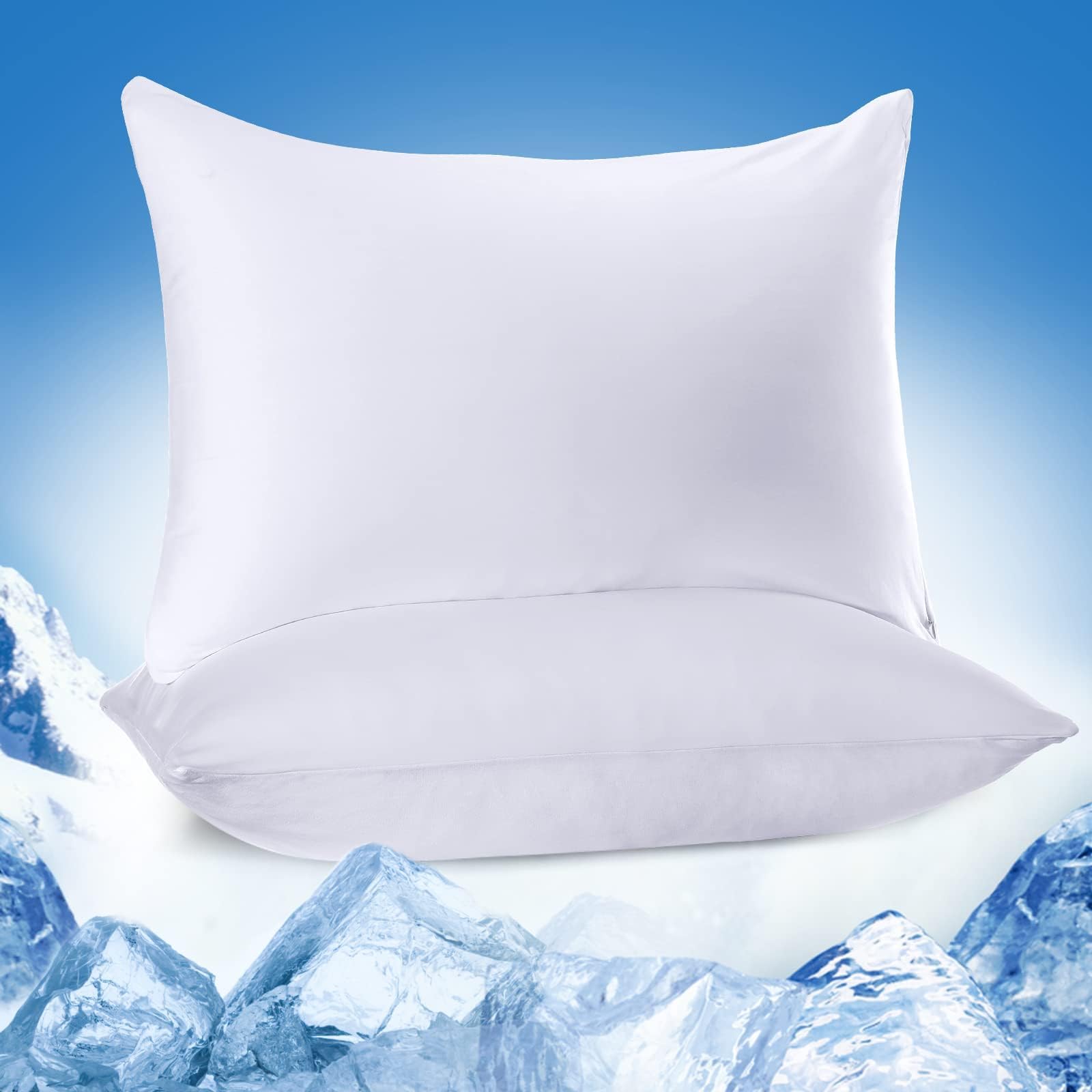 Marchpower Cooling Pillow Cases for Hot Sleepers Queen Size Japanese Arc-Chill Cool Pillow Cases Double Design 2 Pack