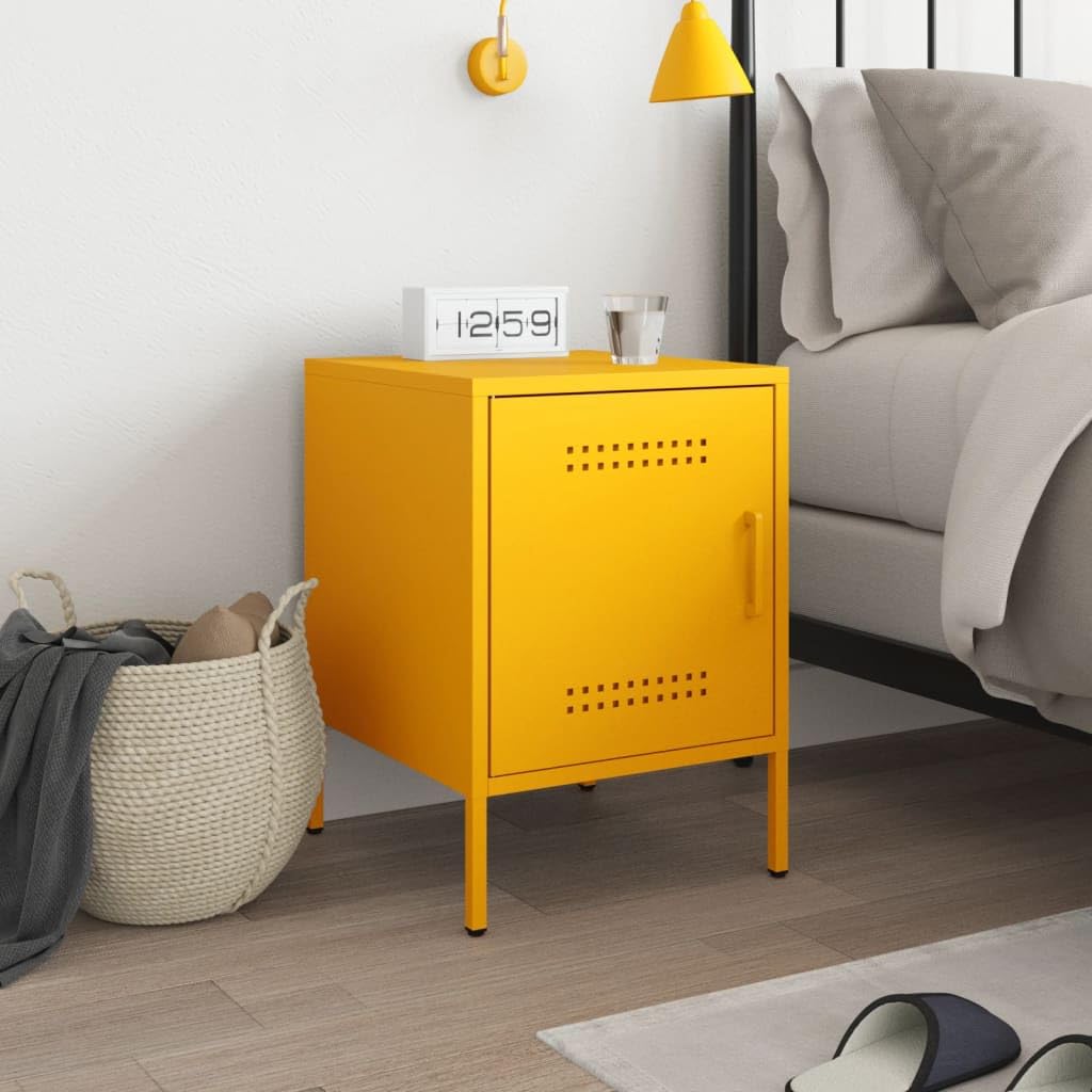 Industrie-Stil Nachttisch mit robustem Stahlgestell, viel Stauraum und multifunktionalem Design für Wohnzimmer, Schlafzimmer und Büro