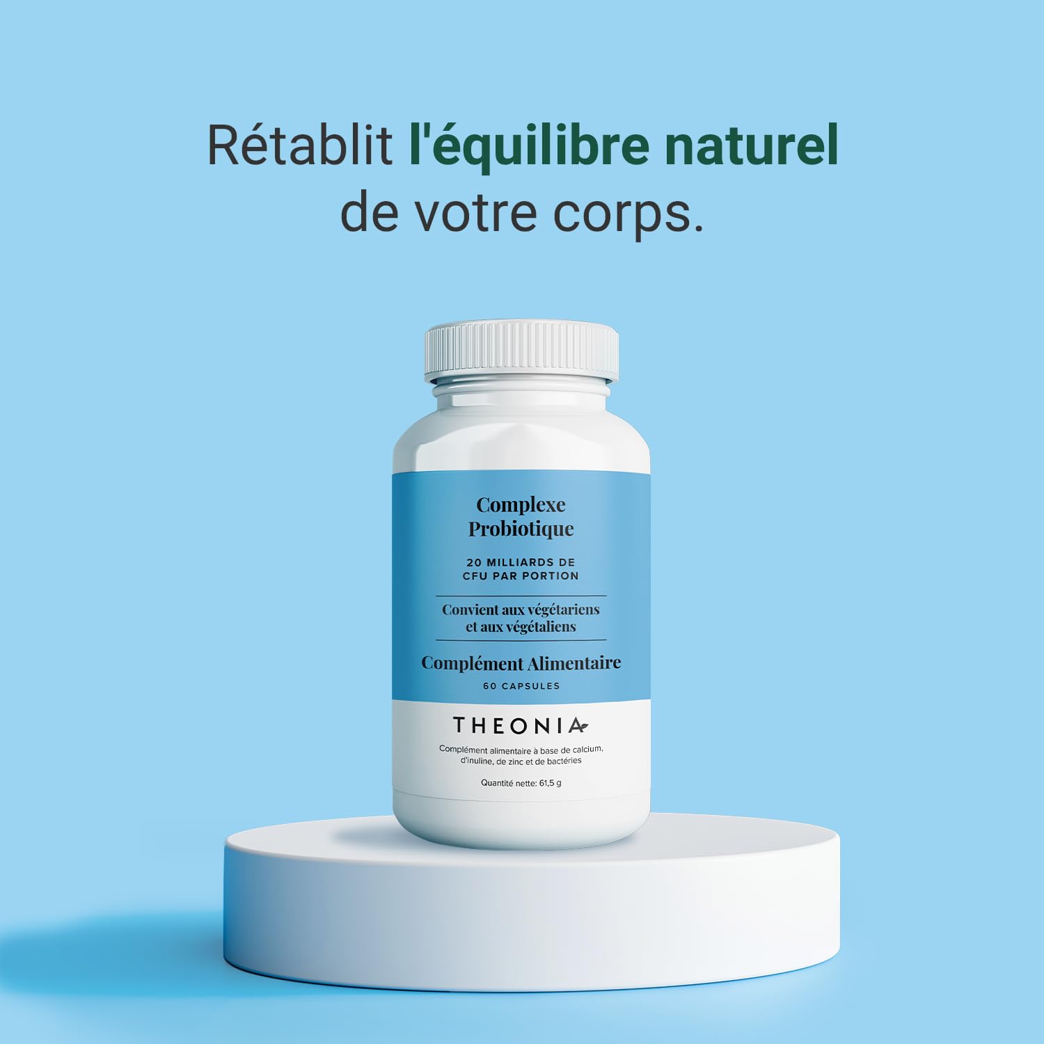 Complément alimentaire Complexe de probiotique de Theonia - 7 souches puissantes avec 20 milliards d’UFC par dose journalière - système immunitaire, la digestion et la santé de la peau - 60 gélules | 7 souches avec 20 milliards d’UFC par dose journalière