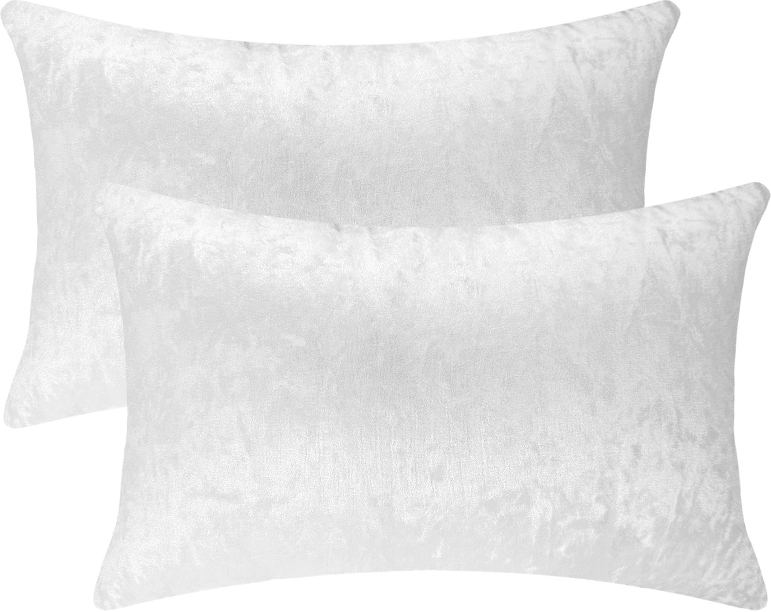 Bunliuys 2 Pack 12x20 Pillow Cover Velvet Pillow Covers, Throw Pillow Covers for Living Room Decorations Throw Pillow Case, Throw Pillow Cover Cushion Cover for Sofa Bedroom Car, Silver White