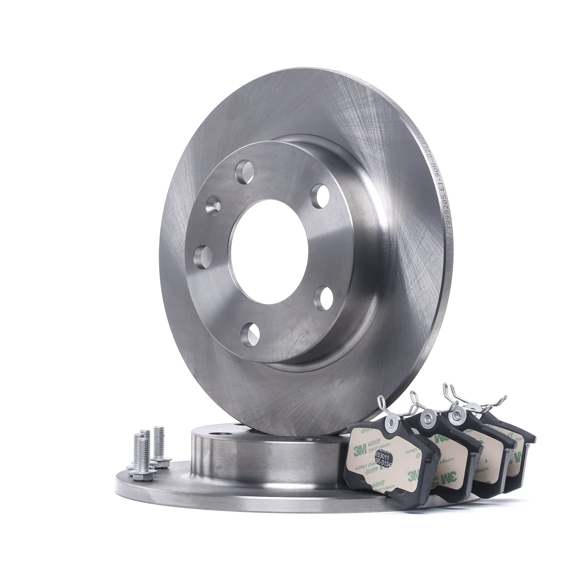 RIDEX 3405B1060 Juego para eje Kit de discos de freno y pastillas Trasero con chapa antichirrido Compatible con AUDI A4 B7 Avant 8ED