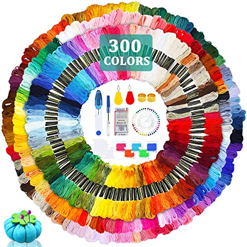 JOYBOY Fils à Broderie Kit,300 Couleurs, Broderie Point de Croix Tricotage Bracelets Brésiliens Fil a Coudre des Outils Accessoires
