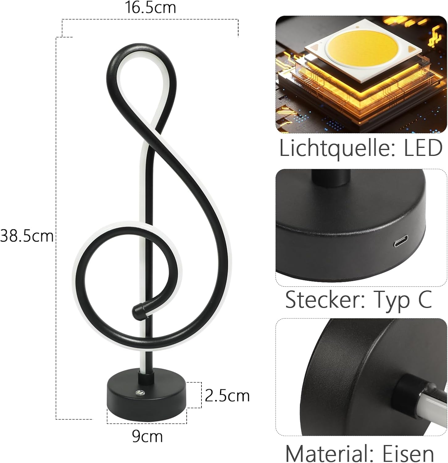 ZMH 2ER LED Tischlampe Kabellos Nachttischlampe - Schwarz Touch Dimmbar Tischleuchte Akku mit USB Aufladbar Metall Nachttischleuchte Schlafzimmer ohne Kabel Modern Tischlampen für Wohnzimmer