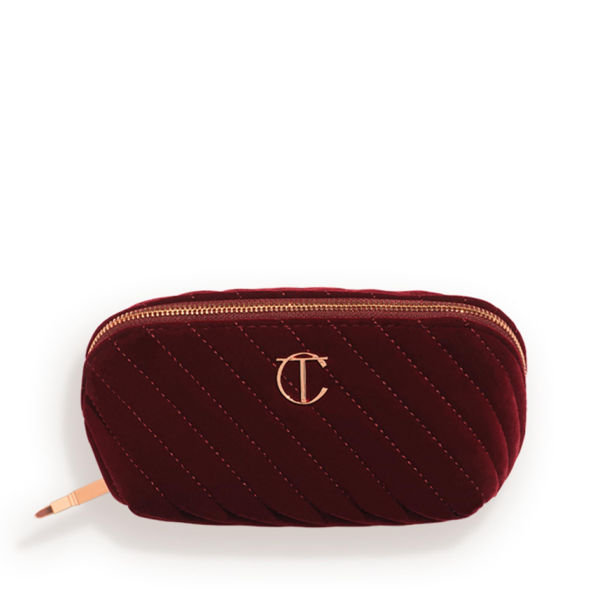 Photo 1 of Charlotte Tilbury Medium Travel Makeup Bag of My Dreams - Quilted Velvet Skincare, Fragrance & Cosmetic Organizer with 3 Compartments & Zip Pocket - Iconic Night Crimson Toiletry Bag