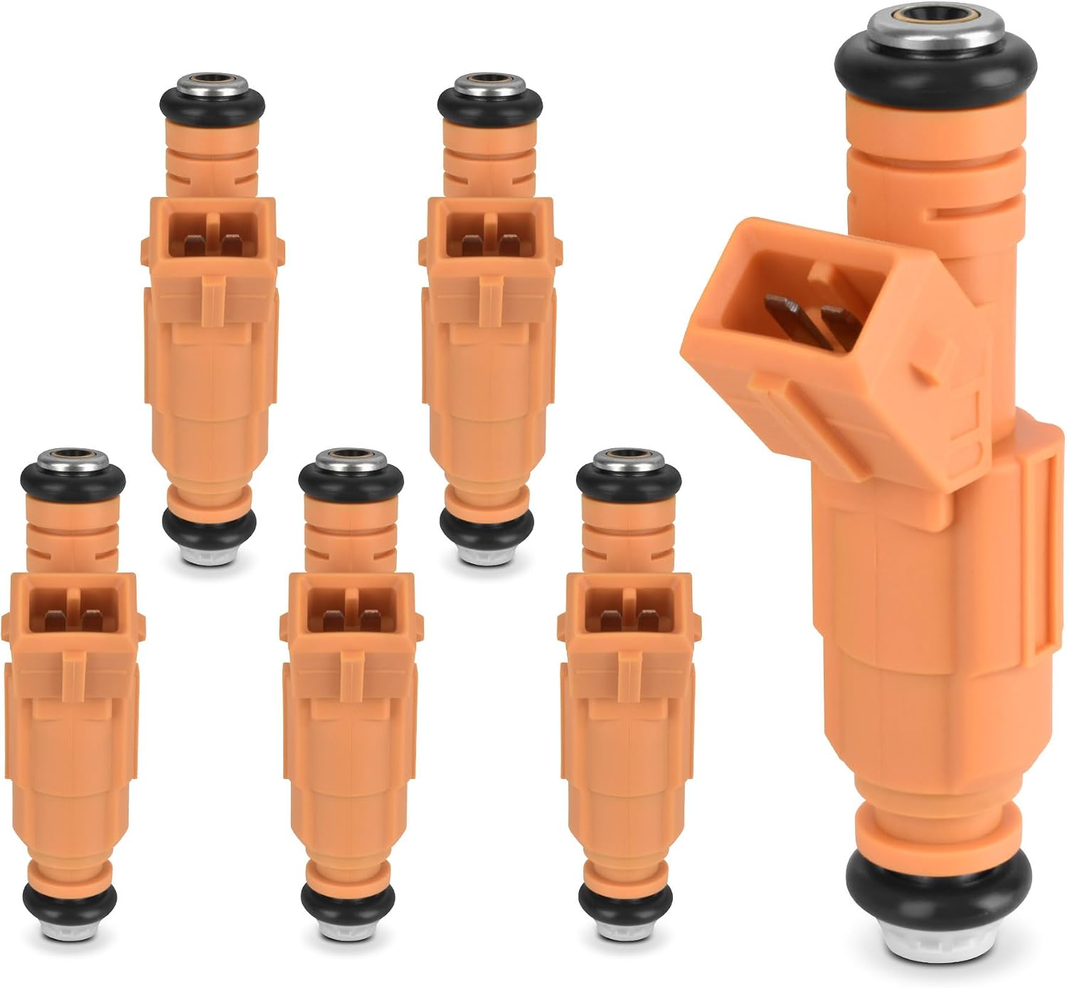 HYR 0280155710 4 Holes Fuel Injectors Set of 6 Fit for Jeep 4.0L 1989-1998 Cherokee, 1987-1992 Comanche, 1993-1998 Grand Cherokee, 1991-1998 Wrangler, Gas, Replace# F6VZ9F593AA