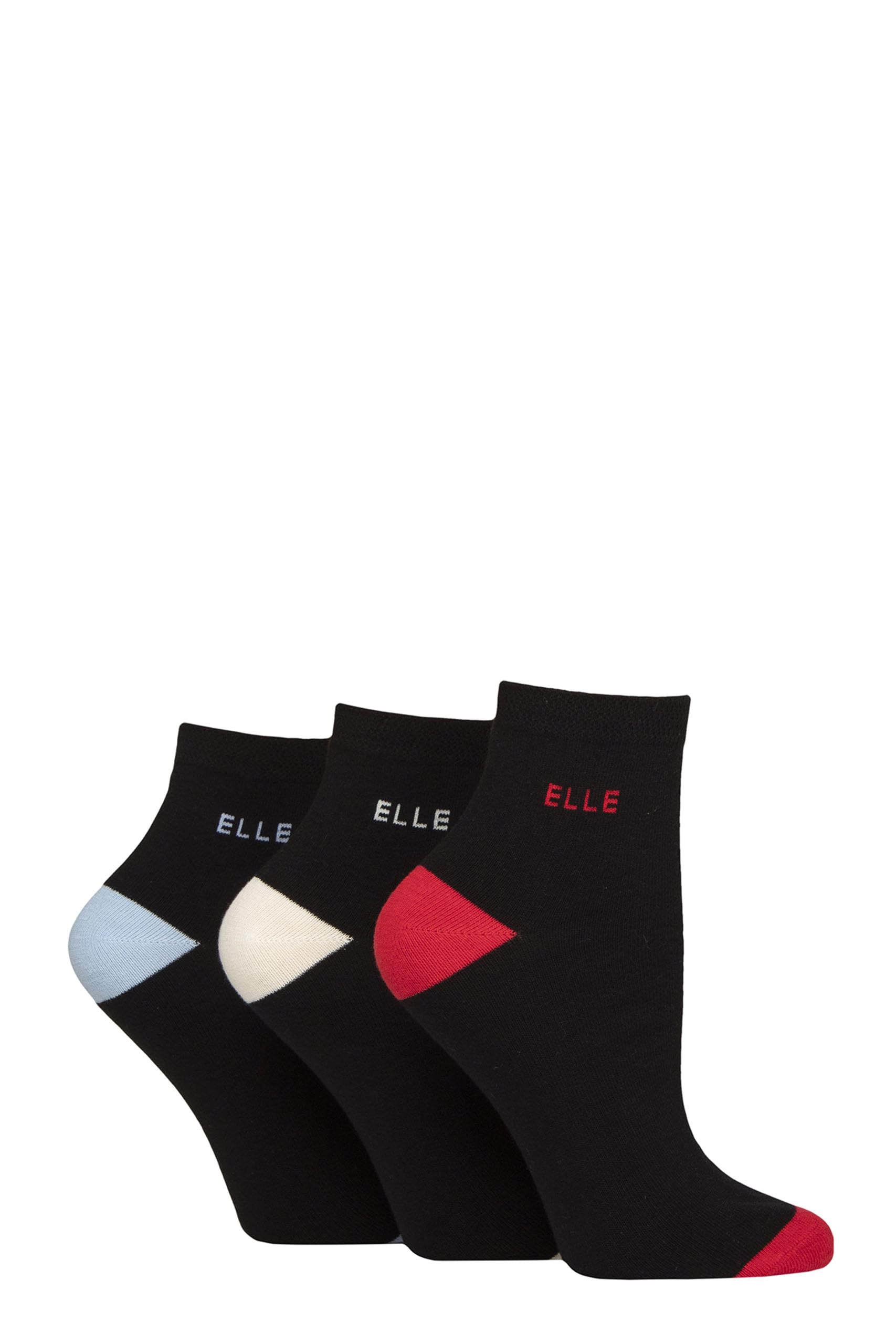 Elle Ladies Cotton Anklet Socks - Soft, Short, Plain, Striped & Patterned with Hand Linked Toes Multipack of 3 Size 4-8 (UK, Numeric, 4, 8, Regular, Regular, Seafarer Contrast)