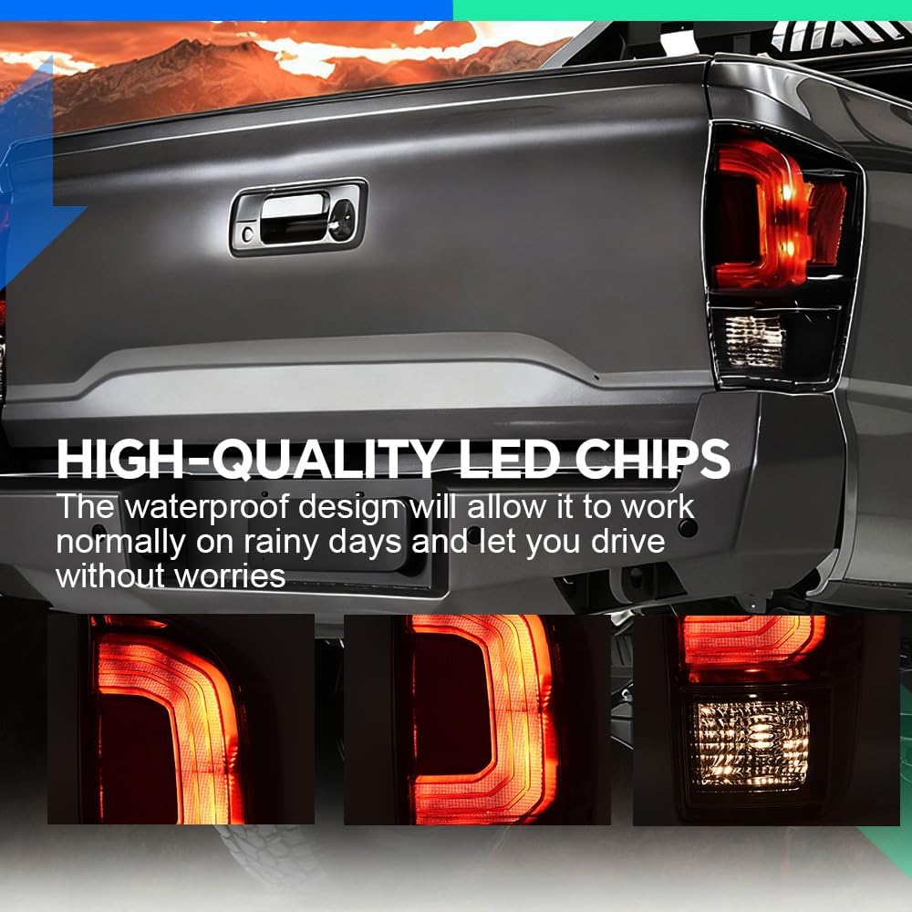 DOTCOM Rear Tail Light Compatible with Toyota Tacoma 2016 2017 2018 2019 2020 2021 2022 2023 Brake Lamp,Luces Traseras Right Passenger