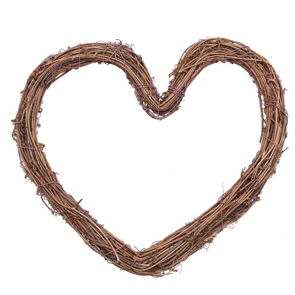 Inzopo Heart Wreath Diy Crafts Natural Grapevine S, Christmas Rattan Vine Love Heart Shaped Wreath Hanging Decor Xmas Ornament Gift For Wedding Home Party Garden Décor