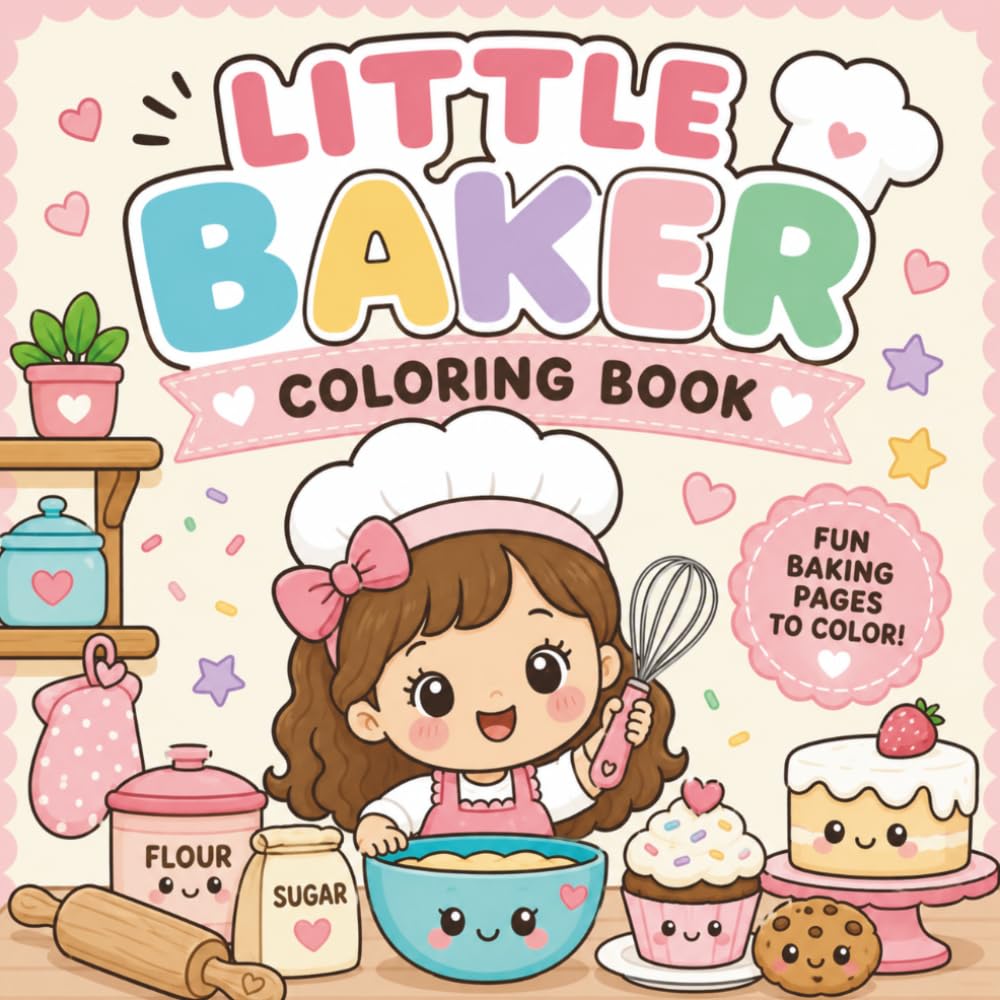 Little Baker: A Cute Baking Coloring Book | 28 Adorable Bakery, Cookie, Cupcake & Dessert Coloring Pages