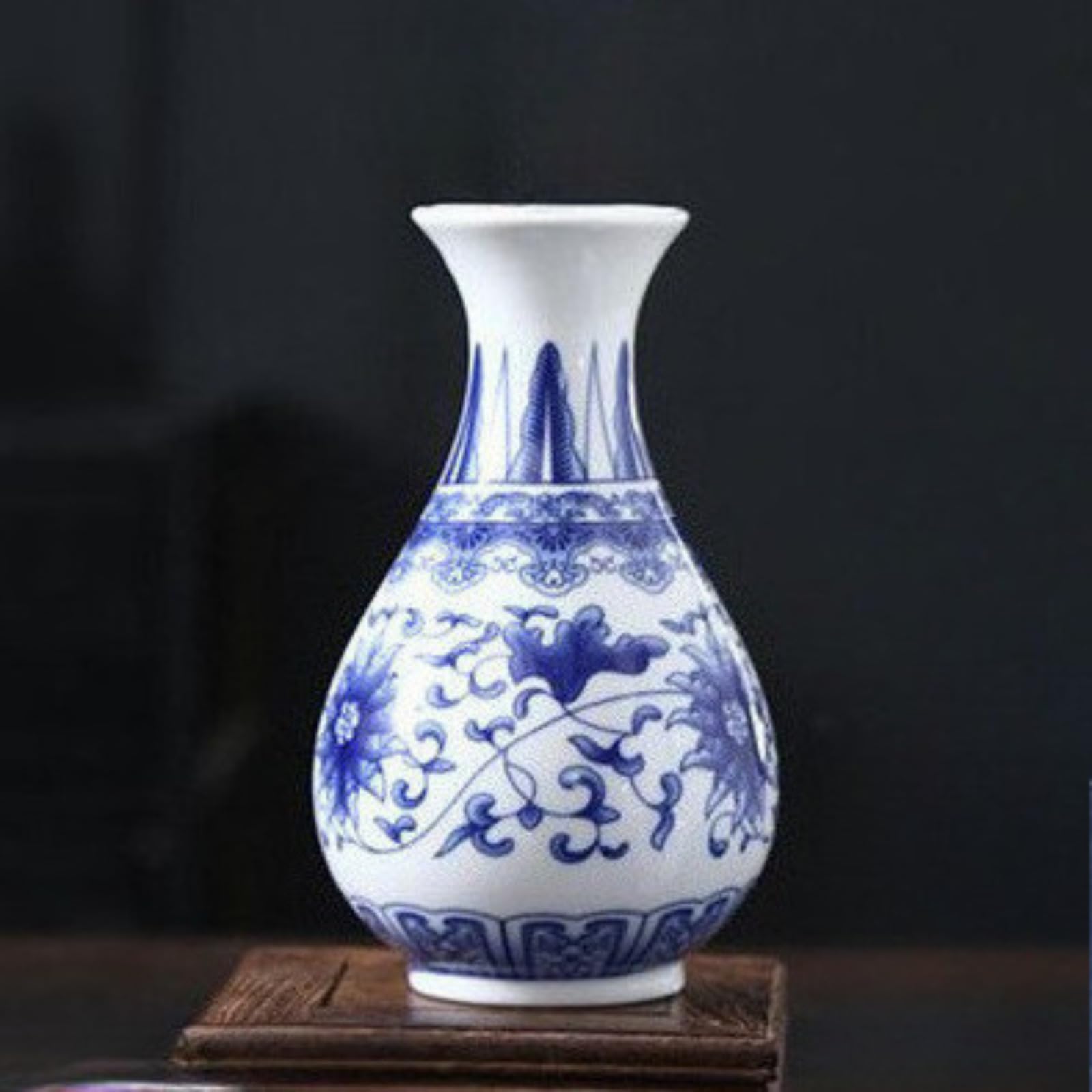 Mini vase mural porcelaine artisanale bleu et blanc luxe