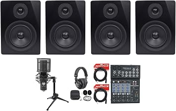 Rockville Recording Studio Bundle w/ Mixer+Monitors+Microphone+Headphones+Cables in Black