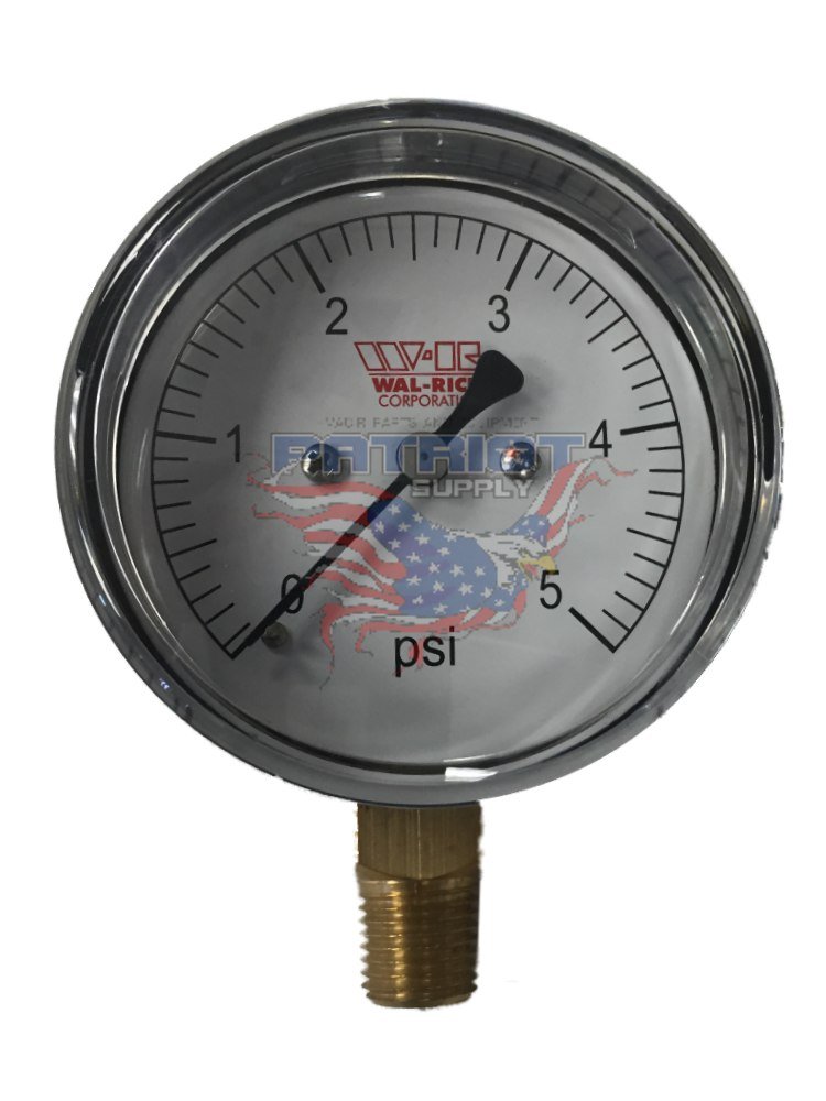 Wal-Rich 1715500 0-5 PSI Low Pressure Diaphragm Gas Pressure Test Gauge 2-1/2" Dial X 1/4" Bottom Mount